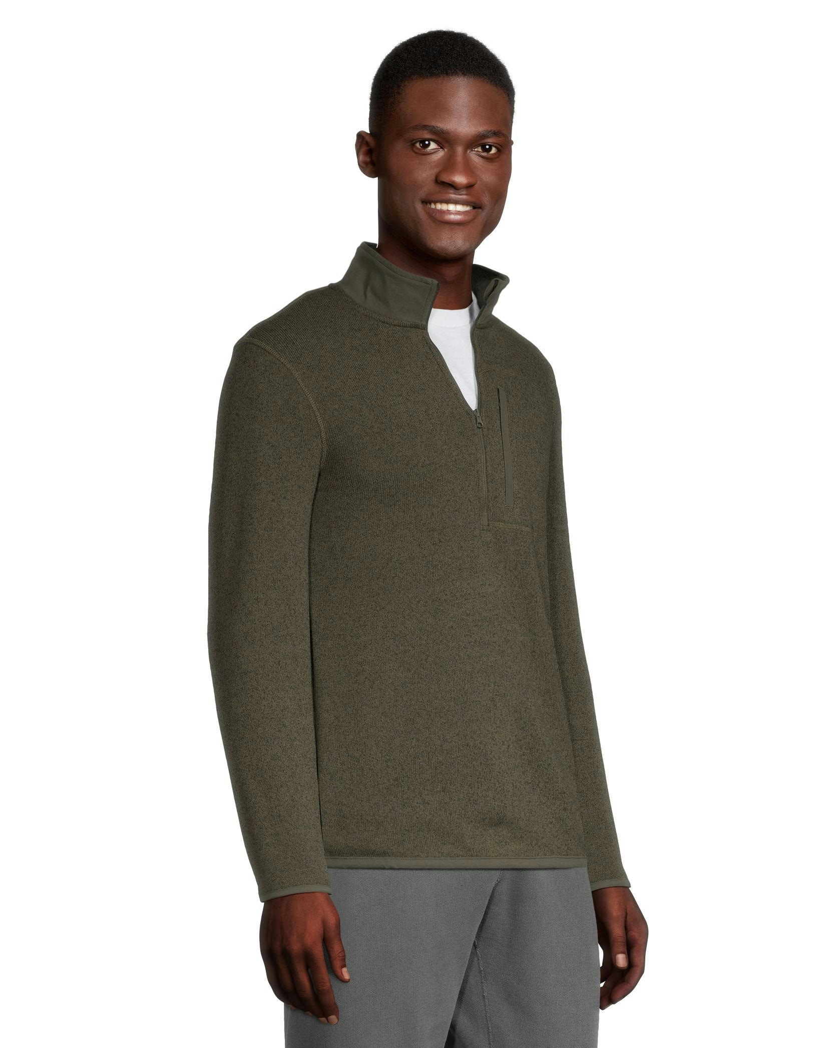WindRiver Men's Half Zip Mock Neck Sweater-Knit Fleece Top