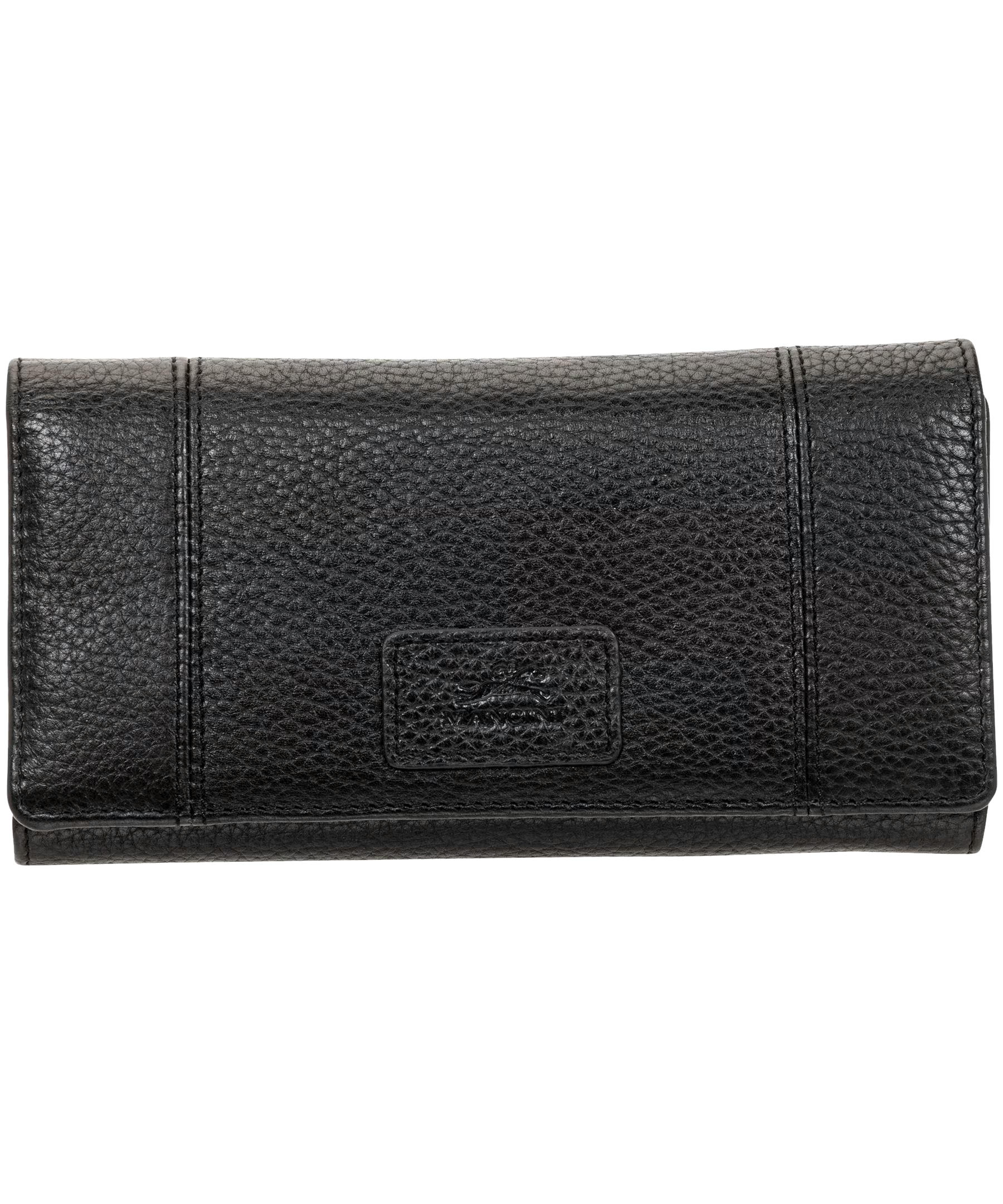 Mancini Leather Goods Women's Pebelled RFID Secure Trifold Wing Wallet