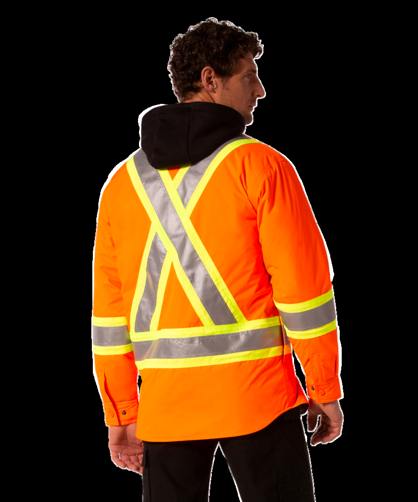 Dakota WorkPro Series Men's Class 2 Hi Vis Water Repellent Hooded Quilt Shirt Jacket
