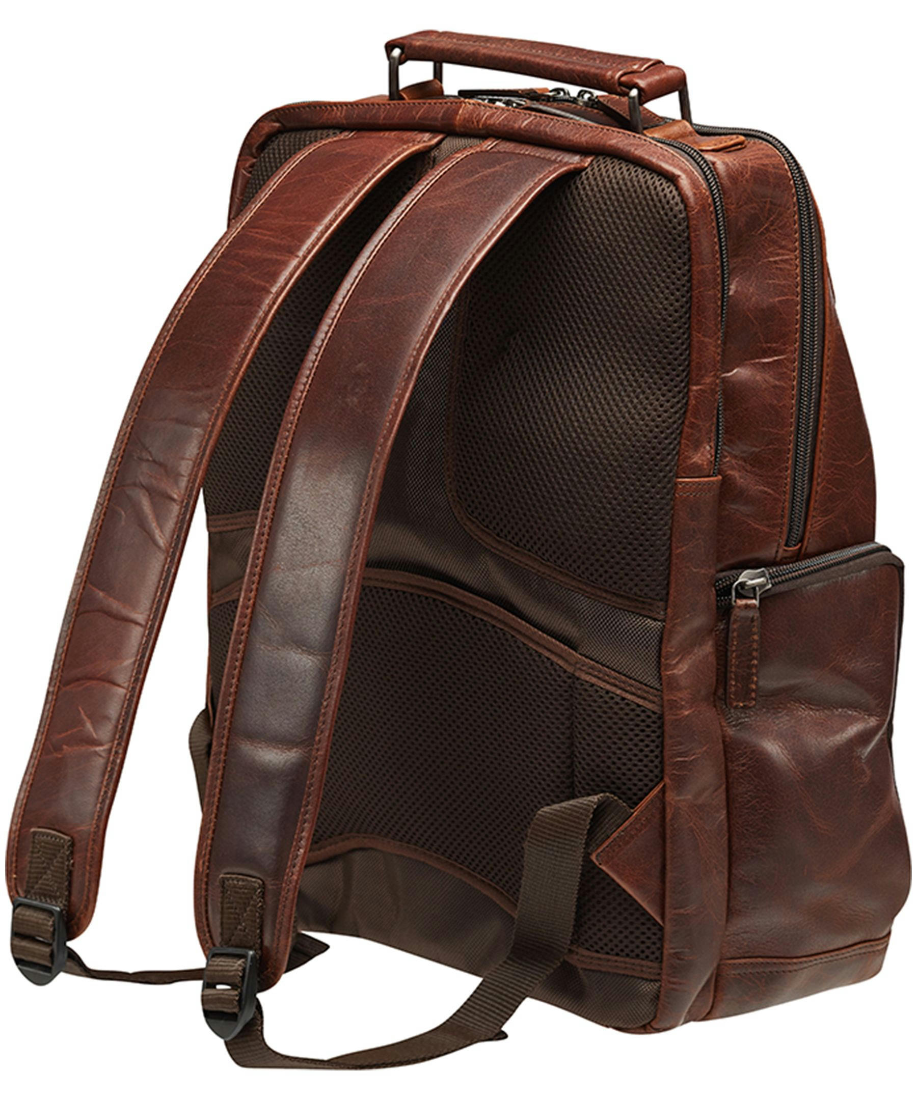 Mancini Leather Goods Unisex Buffalo Backpack with Laptop Compartment Brown