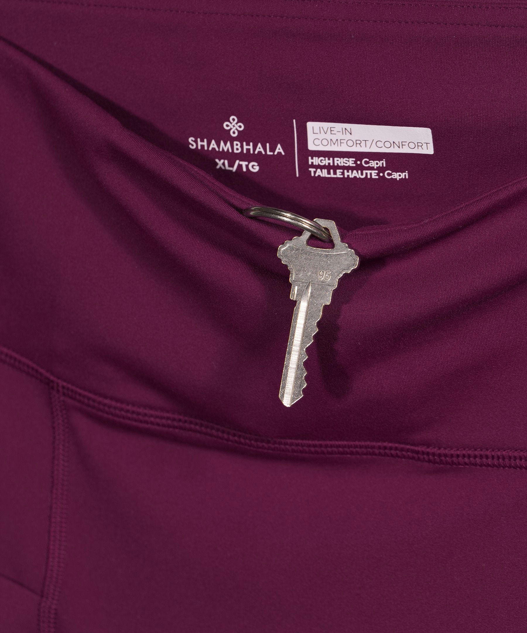 Shambhala Women's Comfort High Rise Crop Legging with Pocket