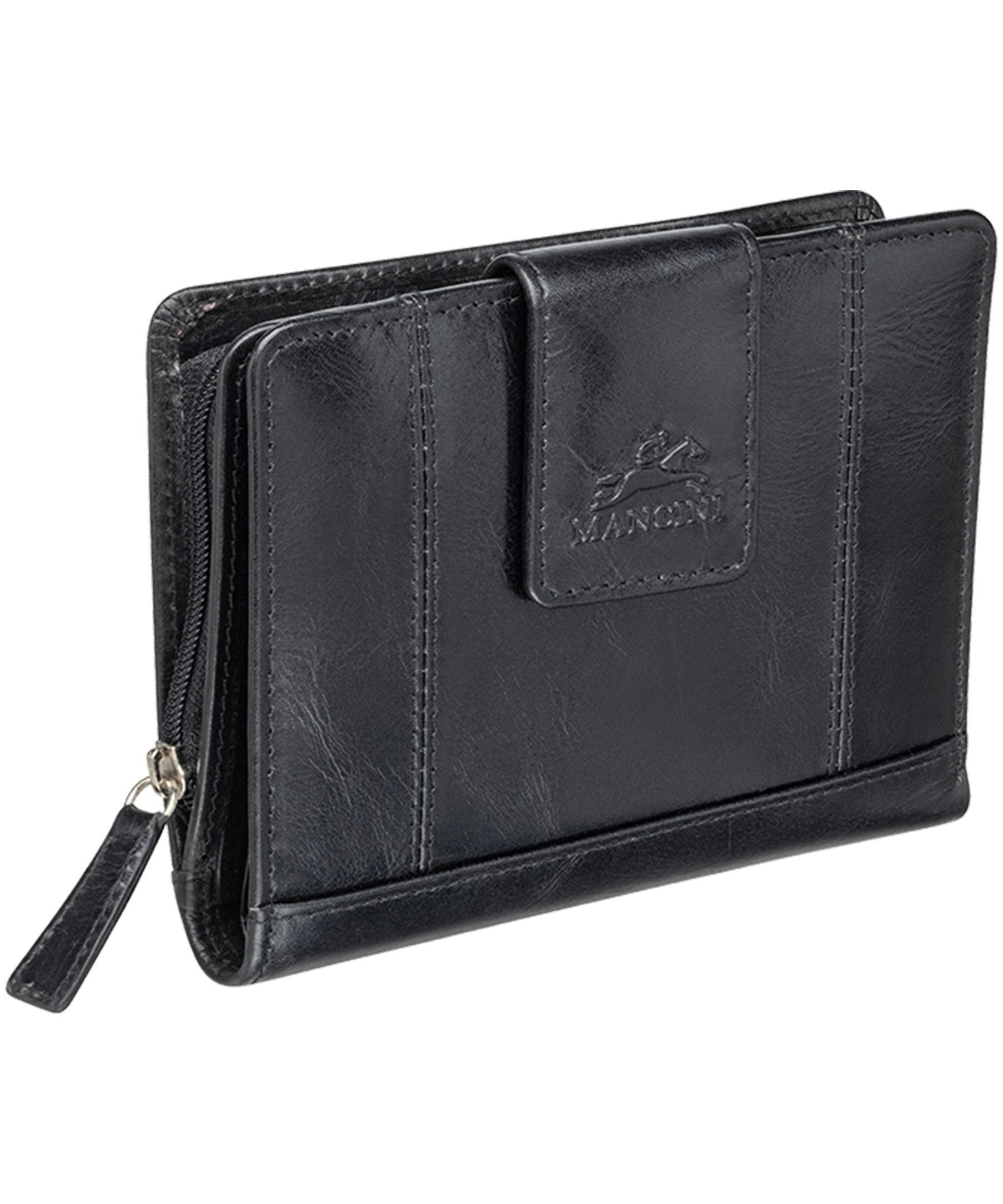 Mancini Leather Goods Women's Casablanca RFID Secure Medium Clutch Wallet Black