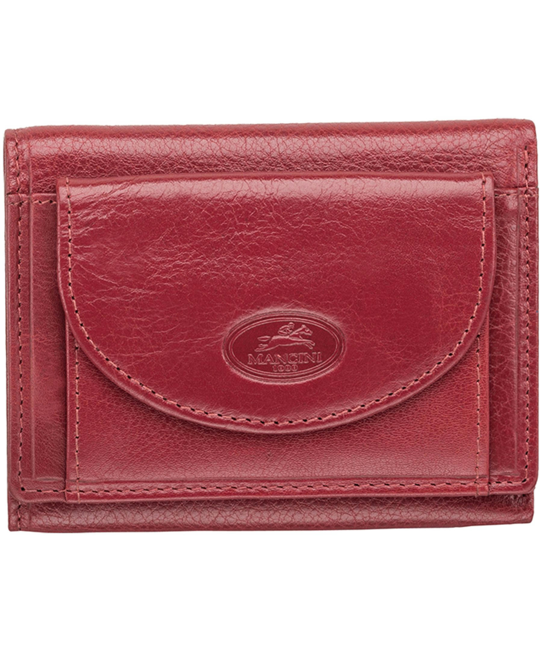 Mancini Leather Goods Men's Equestrian RFID Secure Trifold Wing Wallet Black