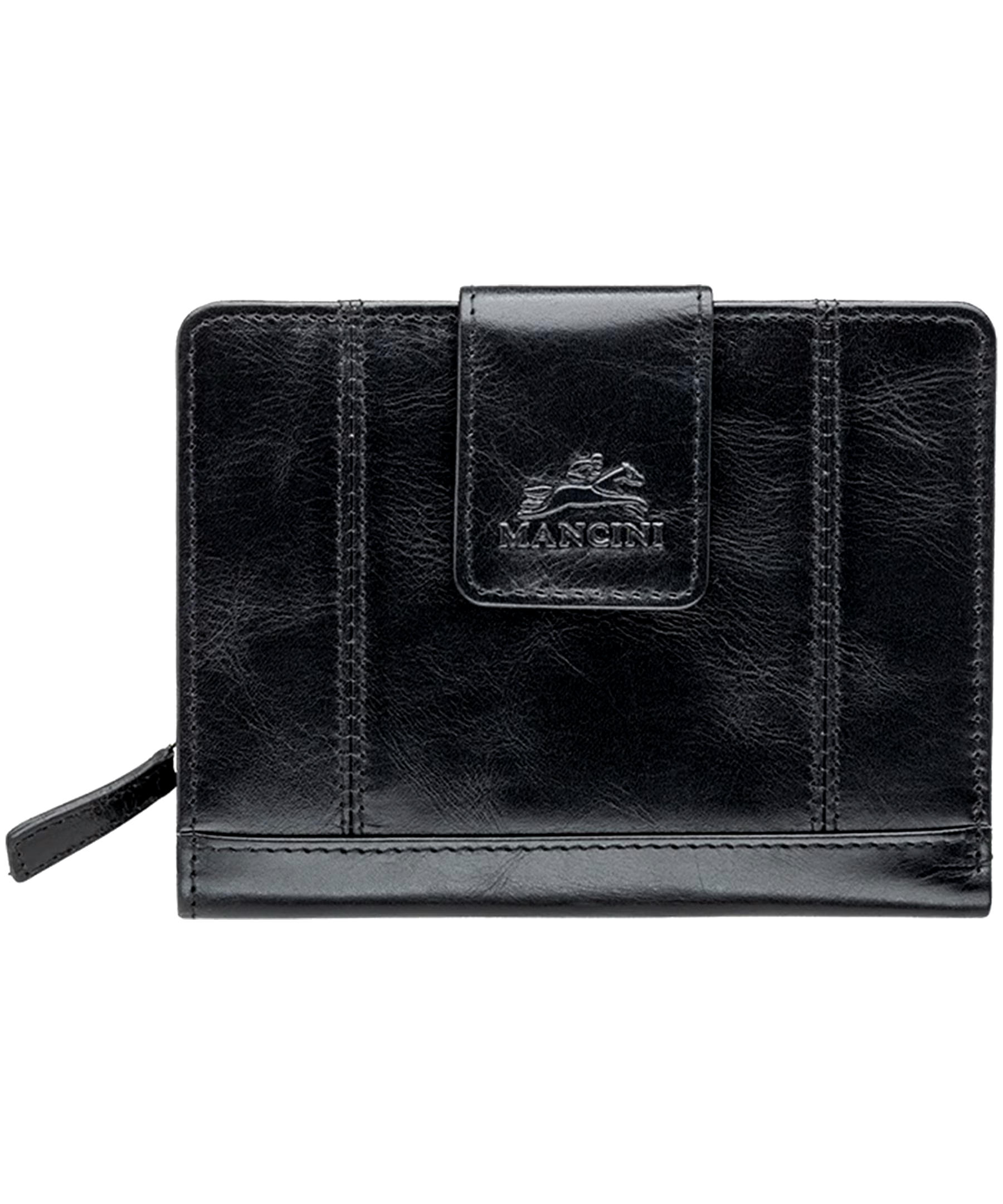 Mancini Leather Goods Women's Casablanca RFID Secure Medium Clutch Wallet Black