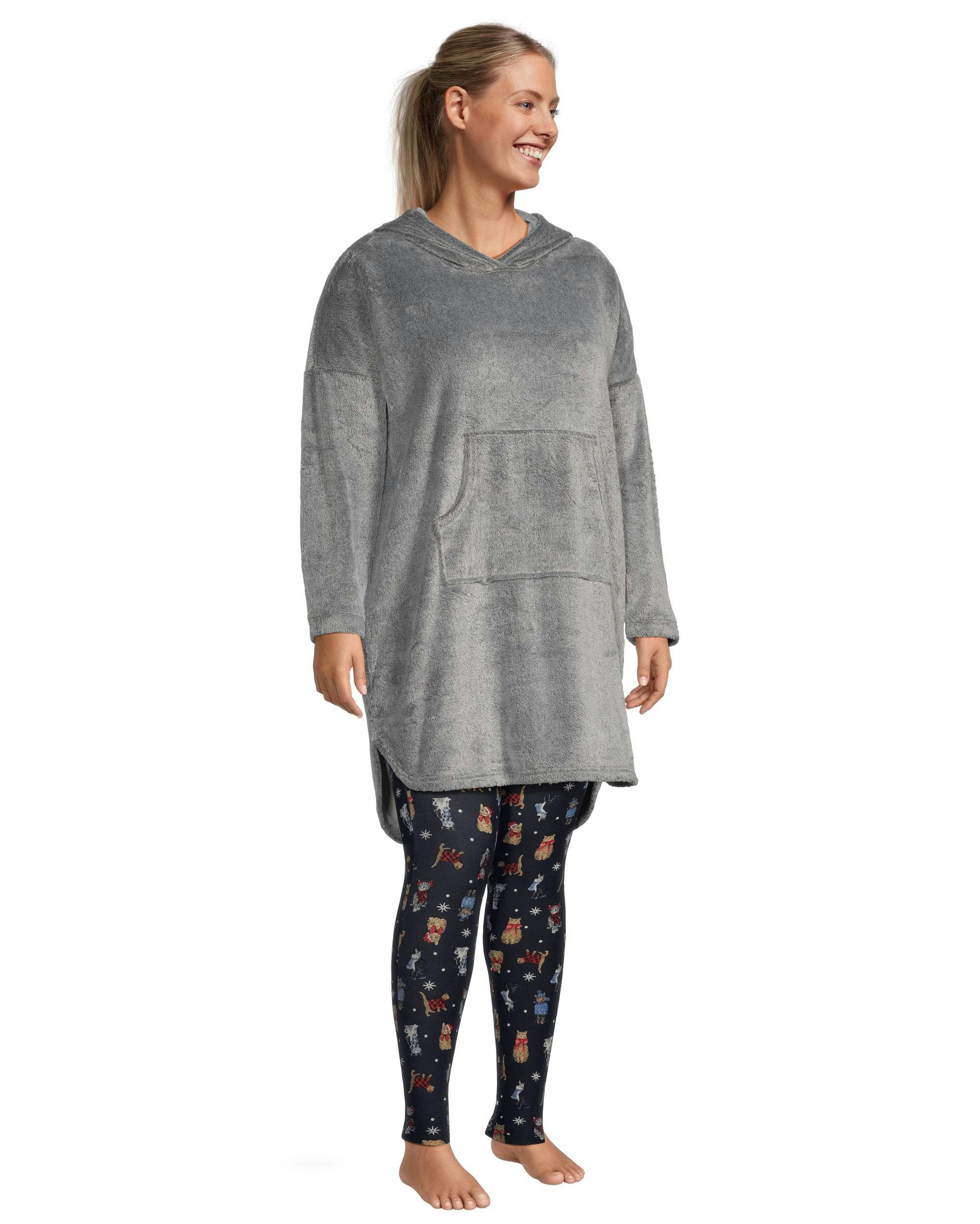 Denver Hayes Women's Plush Velour Hooded Night Shirt