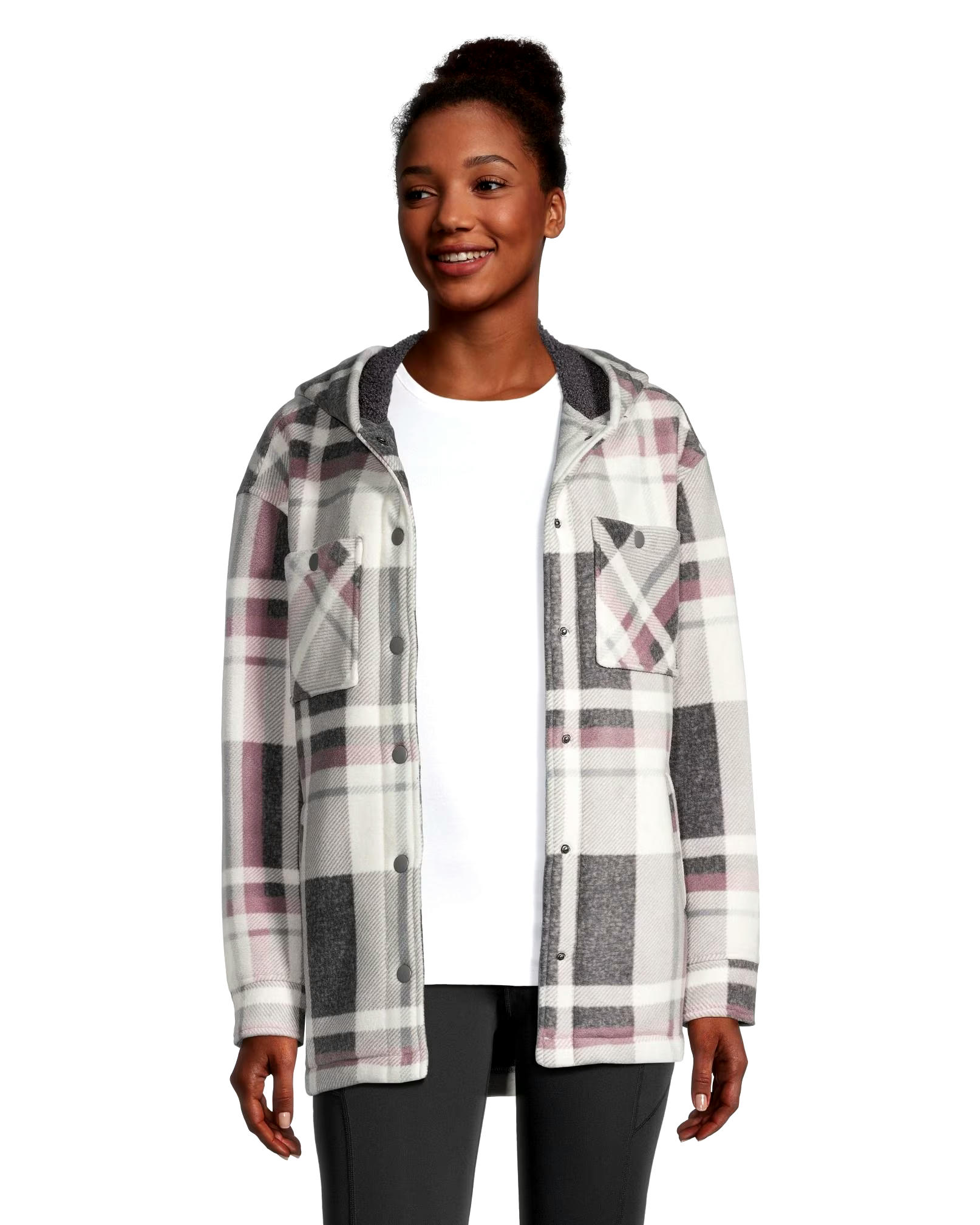 WindRiver Women's Snap Front Hooded Fleece Shacket