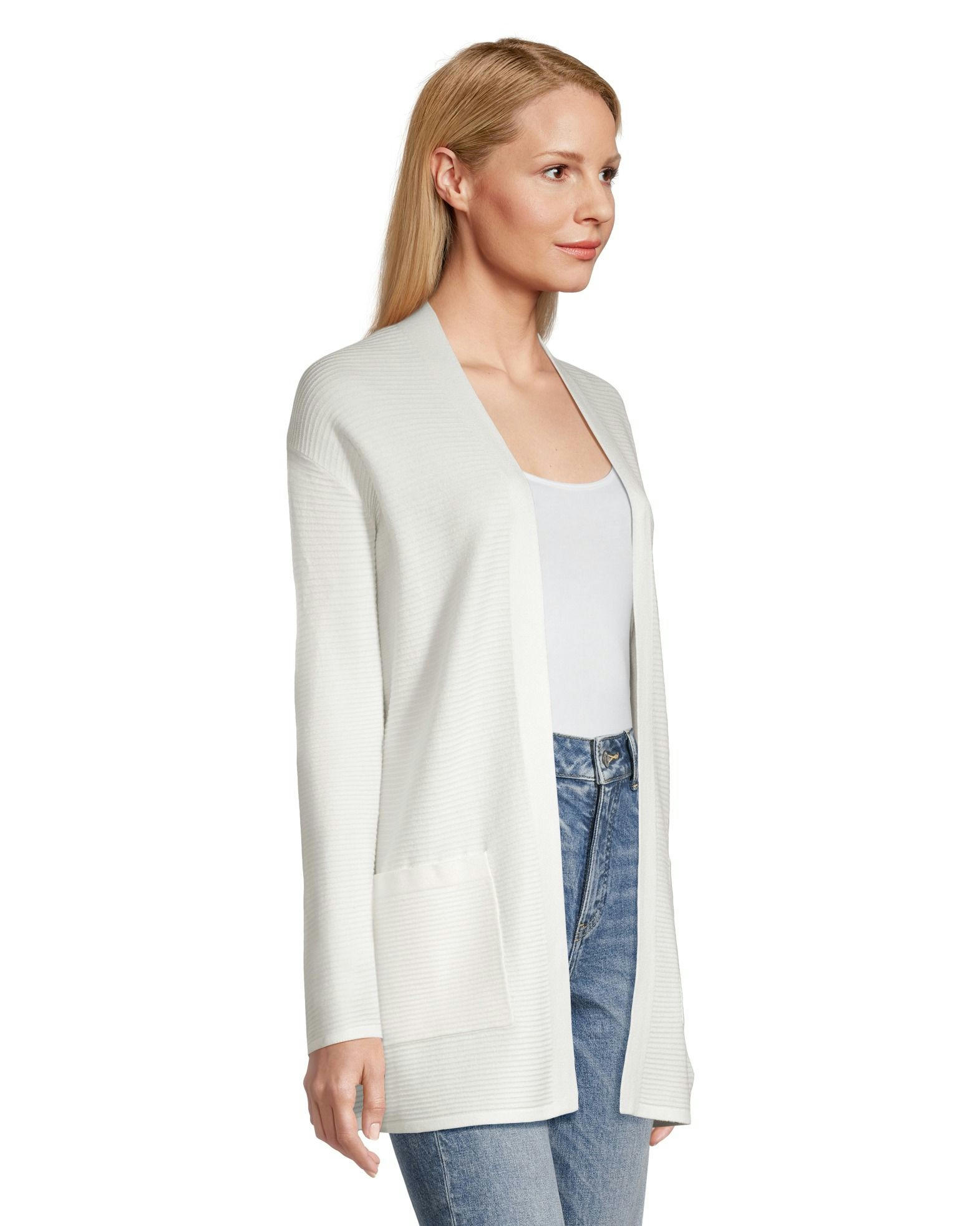 Denver Hayes Women's Semi Fitted Ribbed Open Front Cardigan