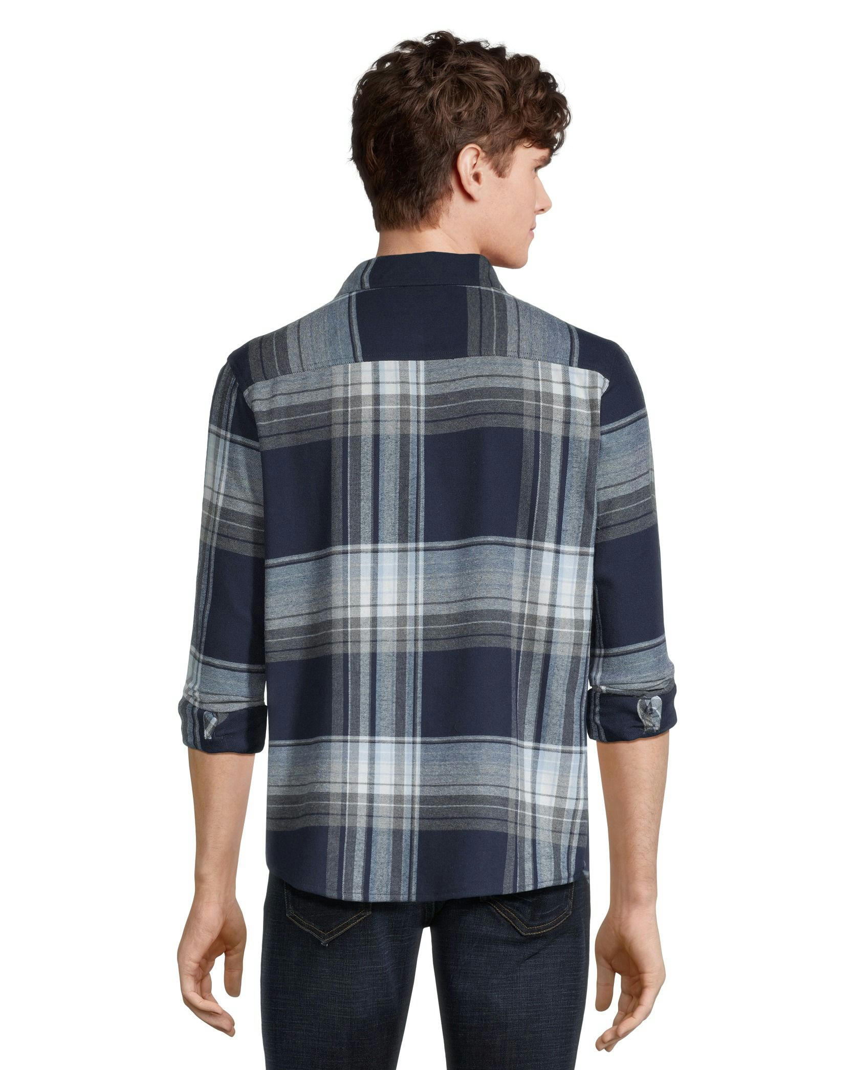 Boston Traders Men's Double Brushed Long Sleeve Snap Flannel Shirt