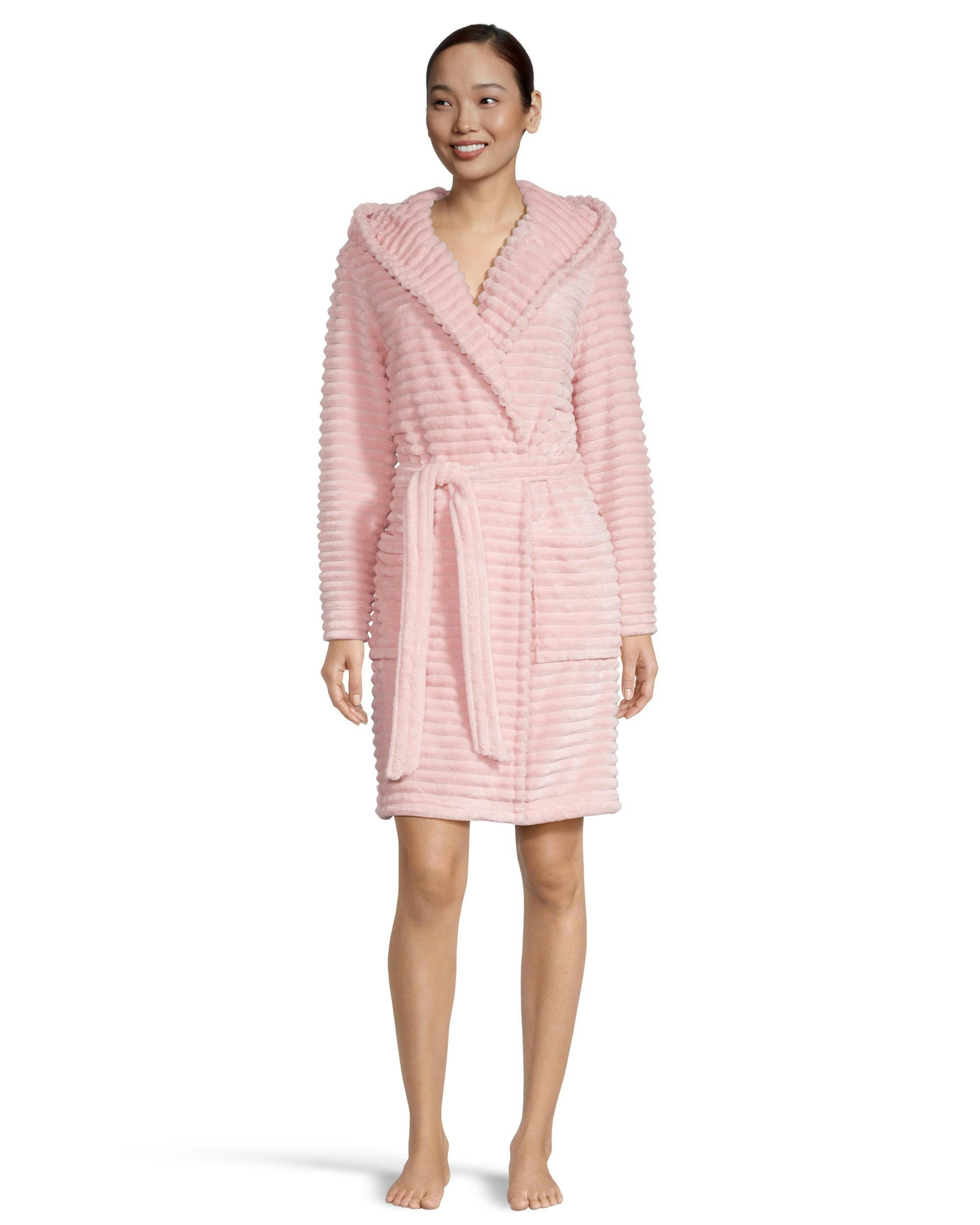 Denver Hayes Women's Short Cut Plush Velour Hooded Robe