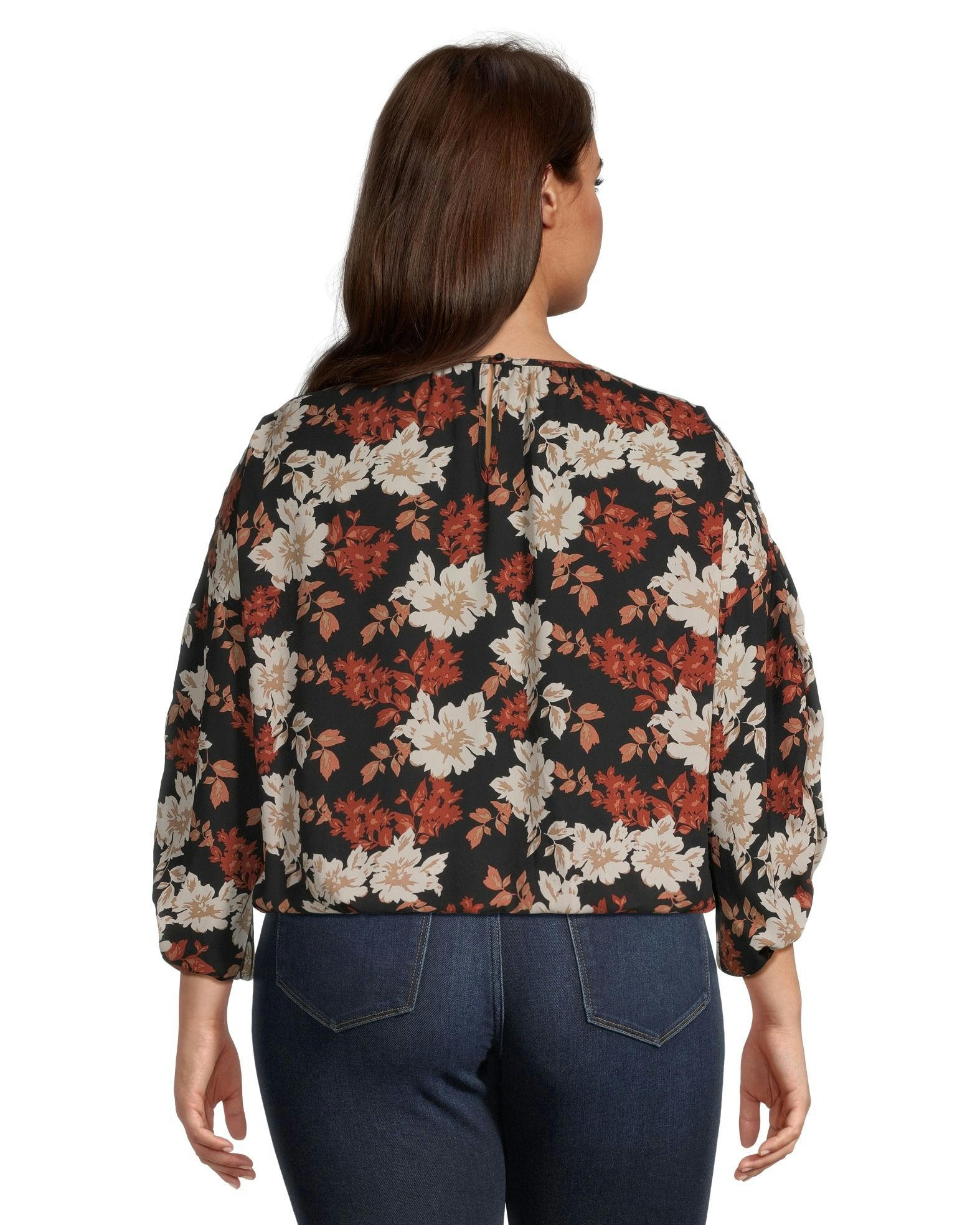 Denver Hayes Women's Relaxed Fit Long Sleeve Scoop Neck Blouse