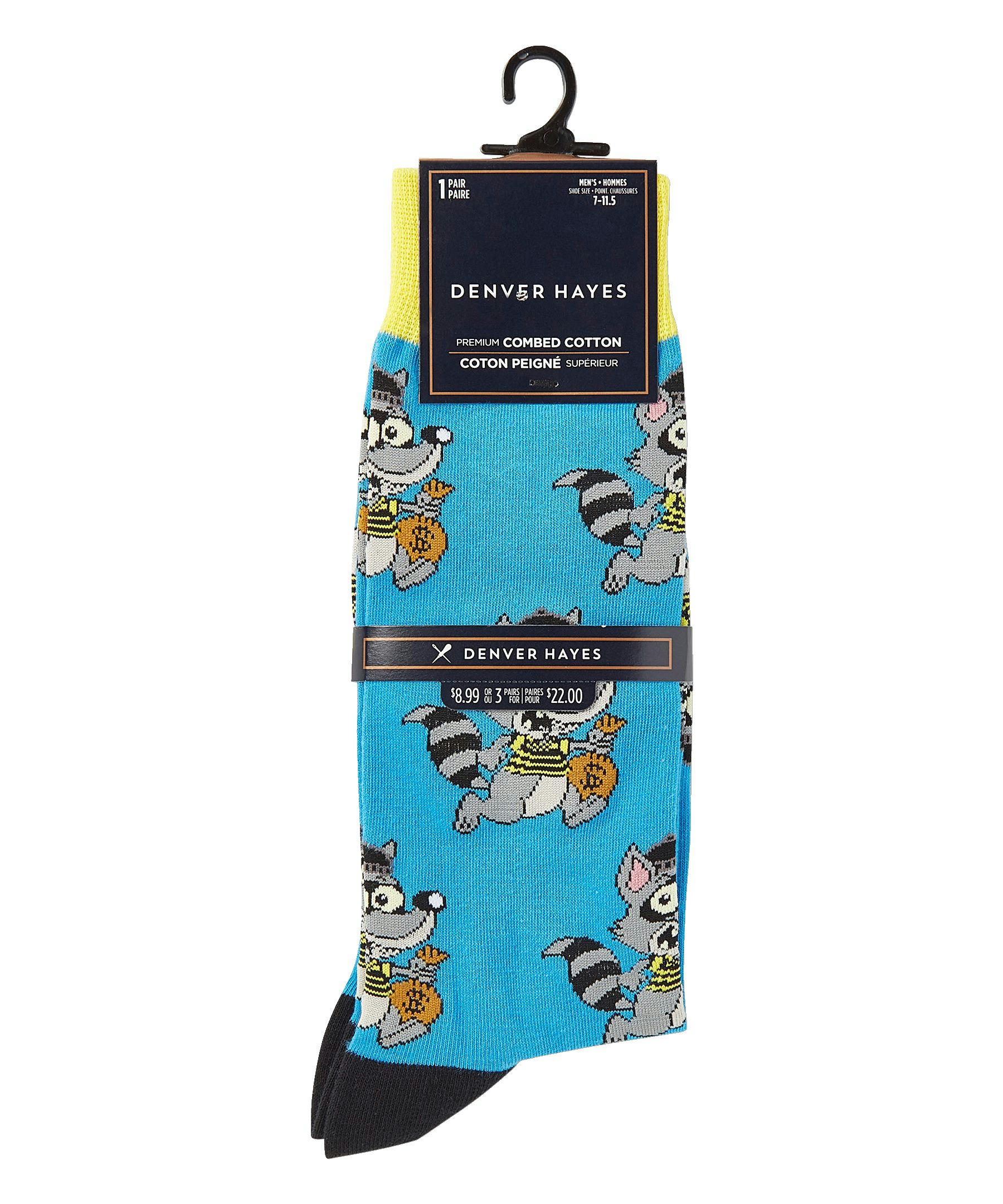 Denver Hayes Men's Novelty Pattern Crew Socks