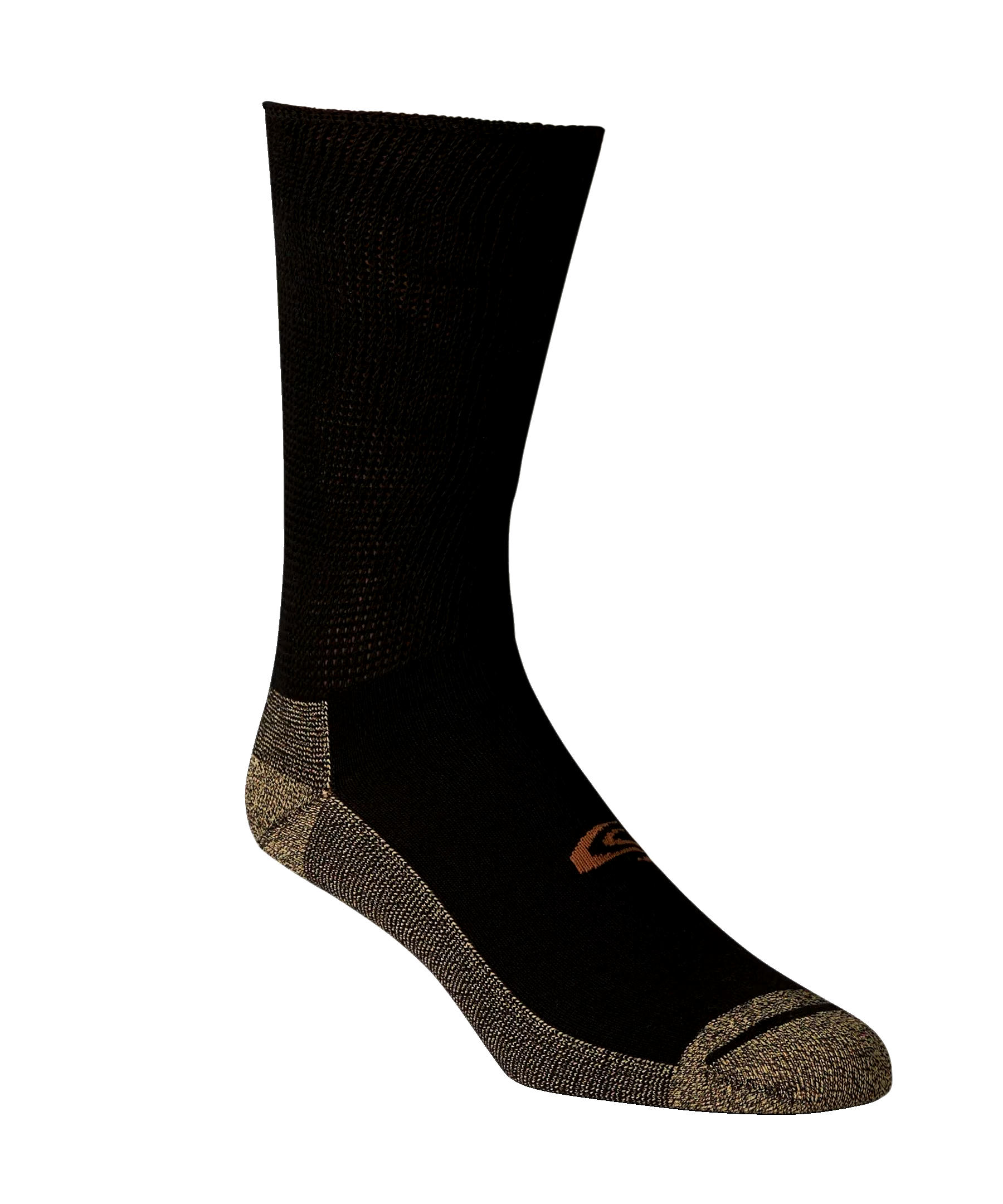 Copper Sole Men's 2-Pack Non Binding Flat Knit Socks