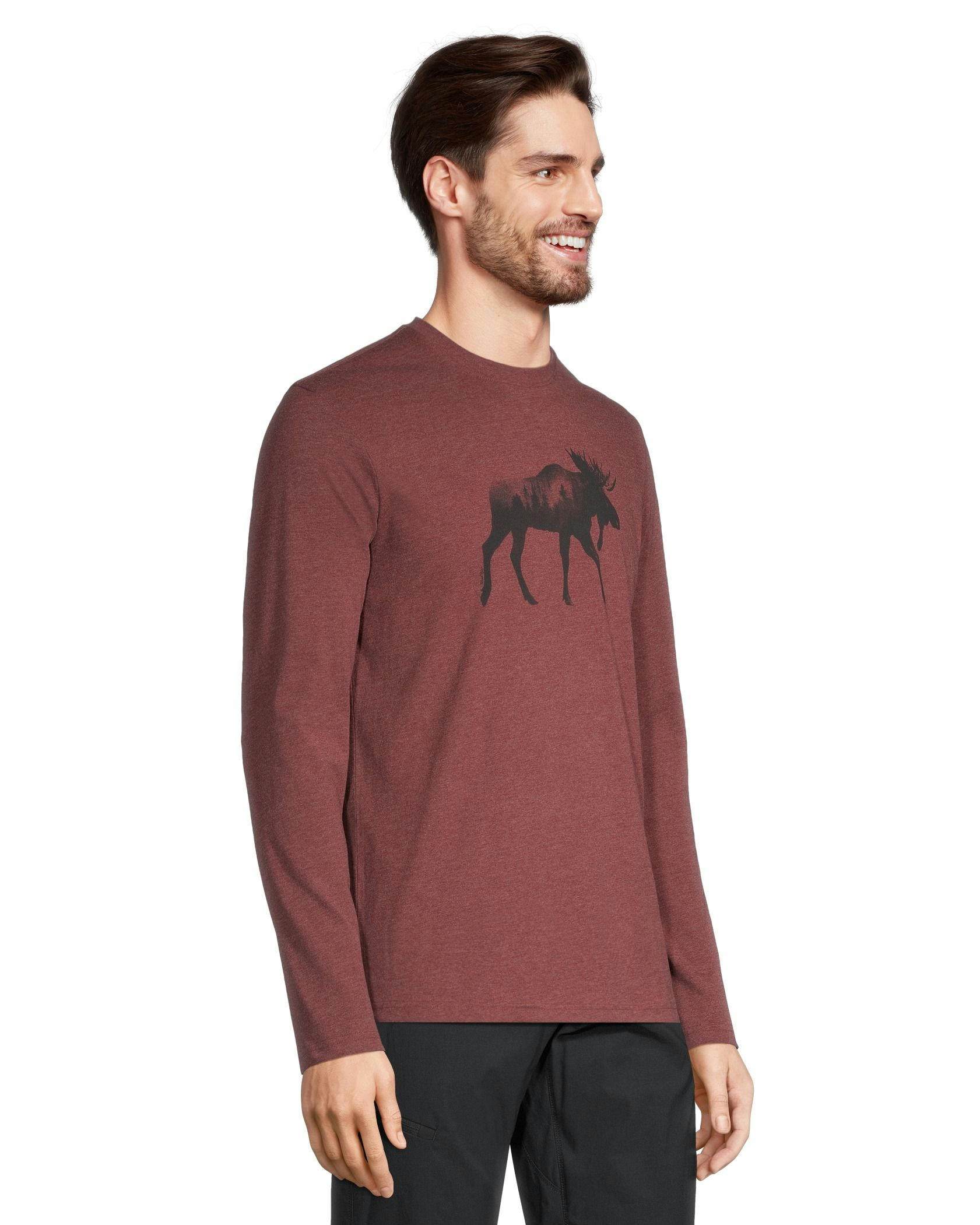 WindRiver Men's True North Graphic Long Sleeve Crew Neck T Shirt