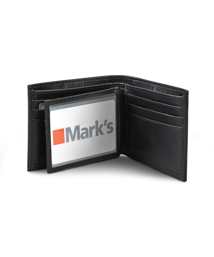 Dakota WorkPro Series Men's Bifold 2 Currency Pockets 9 Card Pockets Leather Wallet - Black