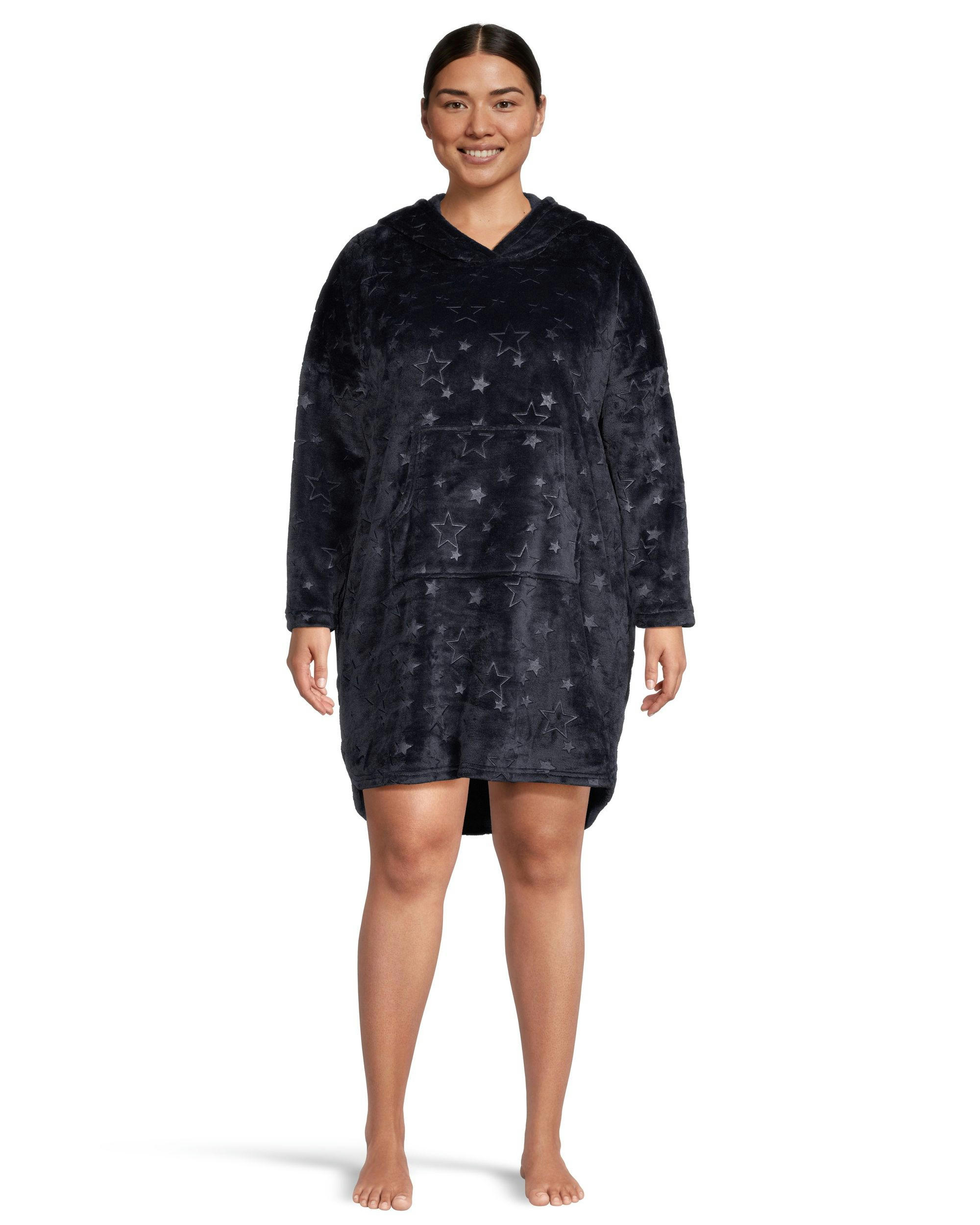 Denver Hayes Women's Plush Velour Hooded Night Shirt