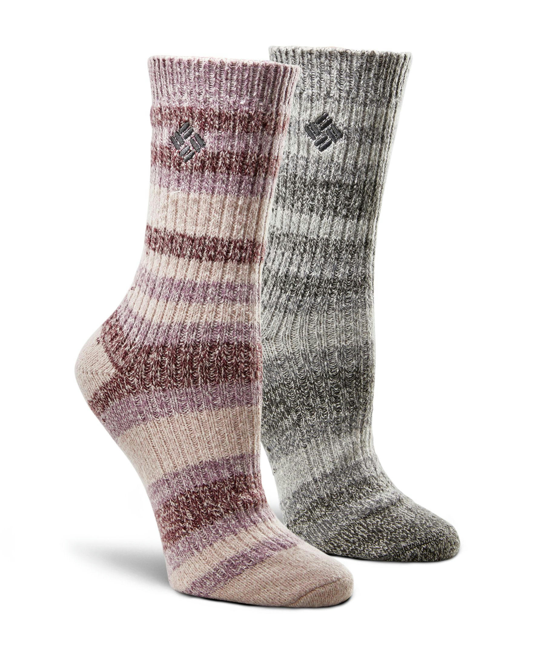 Columbia Women's 2-Pack Super Soft Canyon Stripe Crew Sock