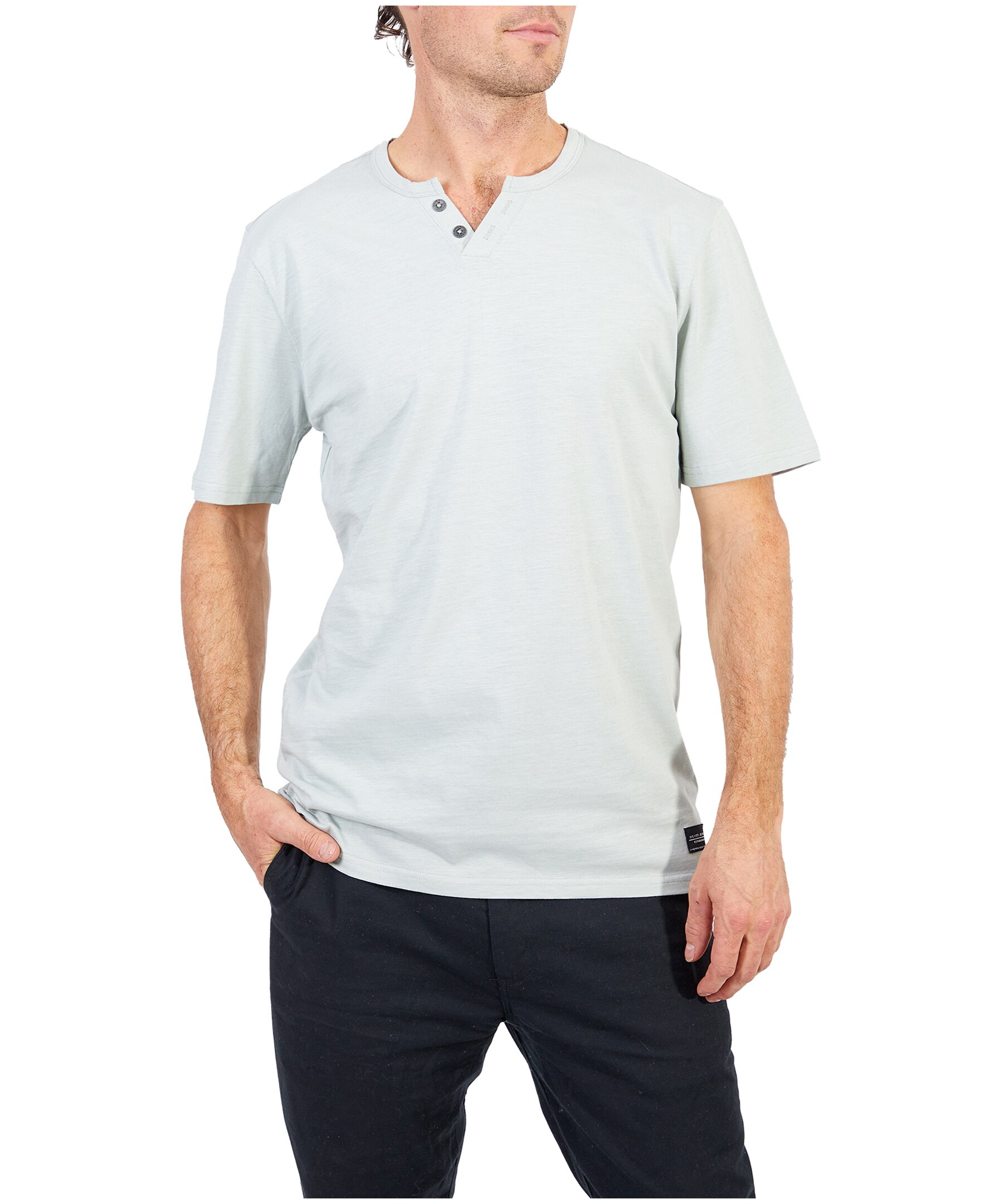 Men's 2 Button Short Sleeve Slub Henley Shirt