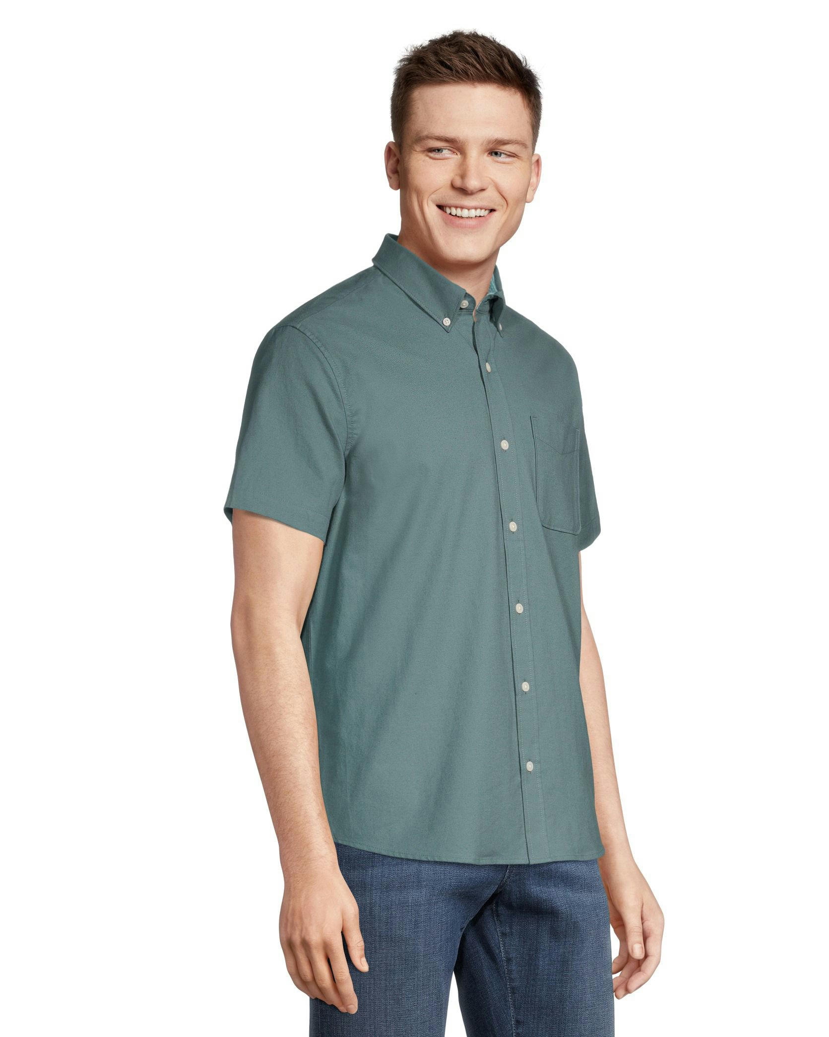 Denver Hayes Men's Modern Fit Short Sleeve Oxford Casual Shirt