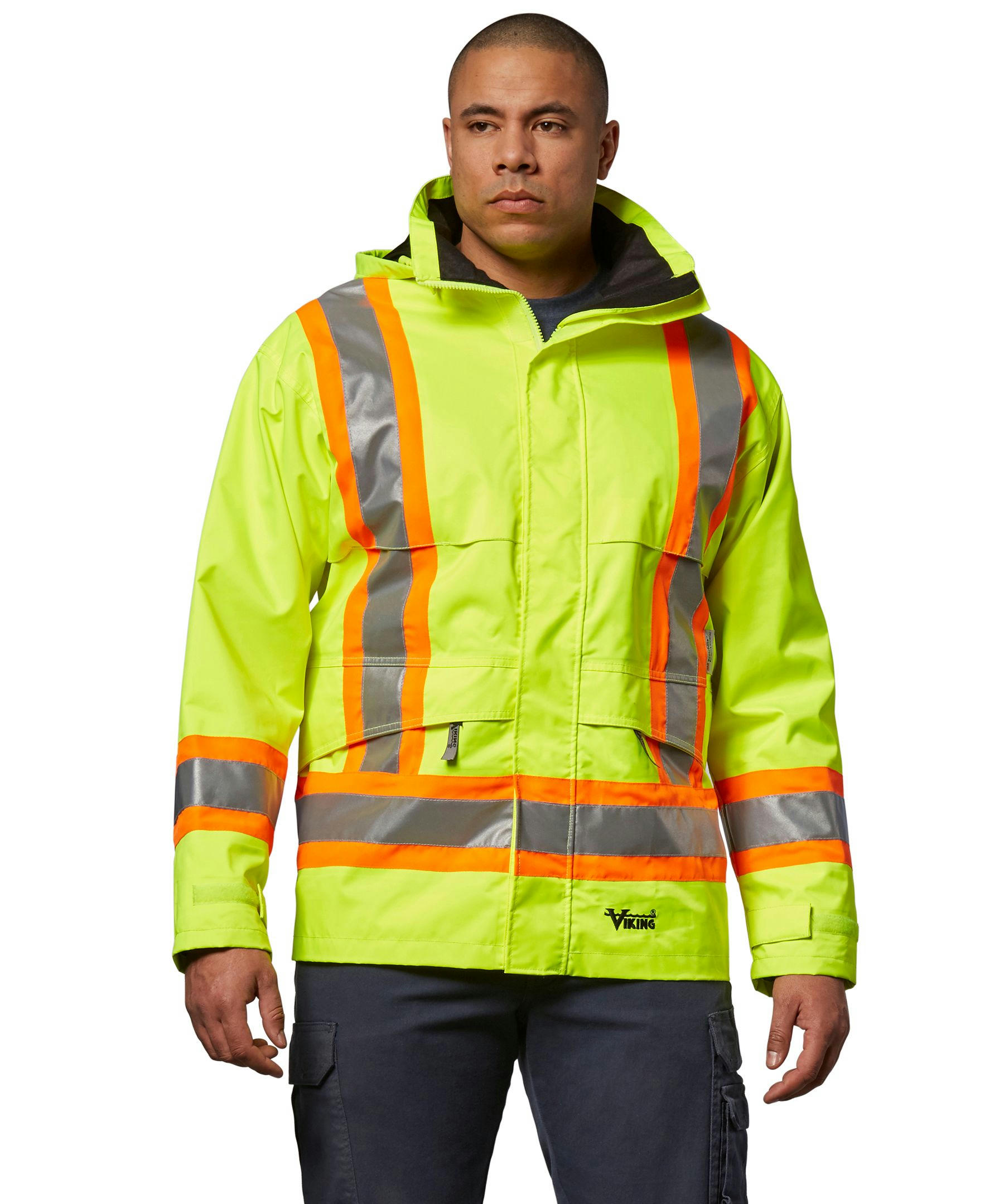 Viking Men's Professional Journeyman Hi-Vis Waterproof and Windproof Rain Jacket