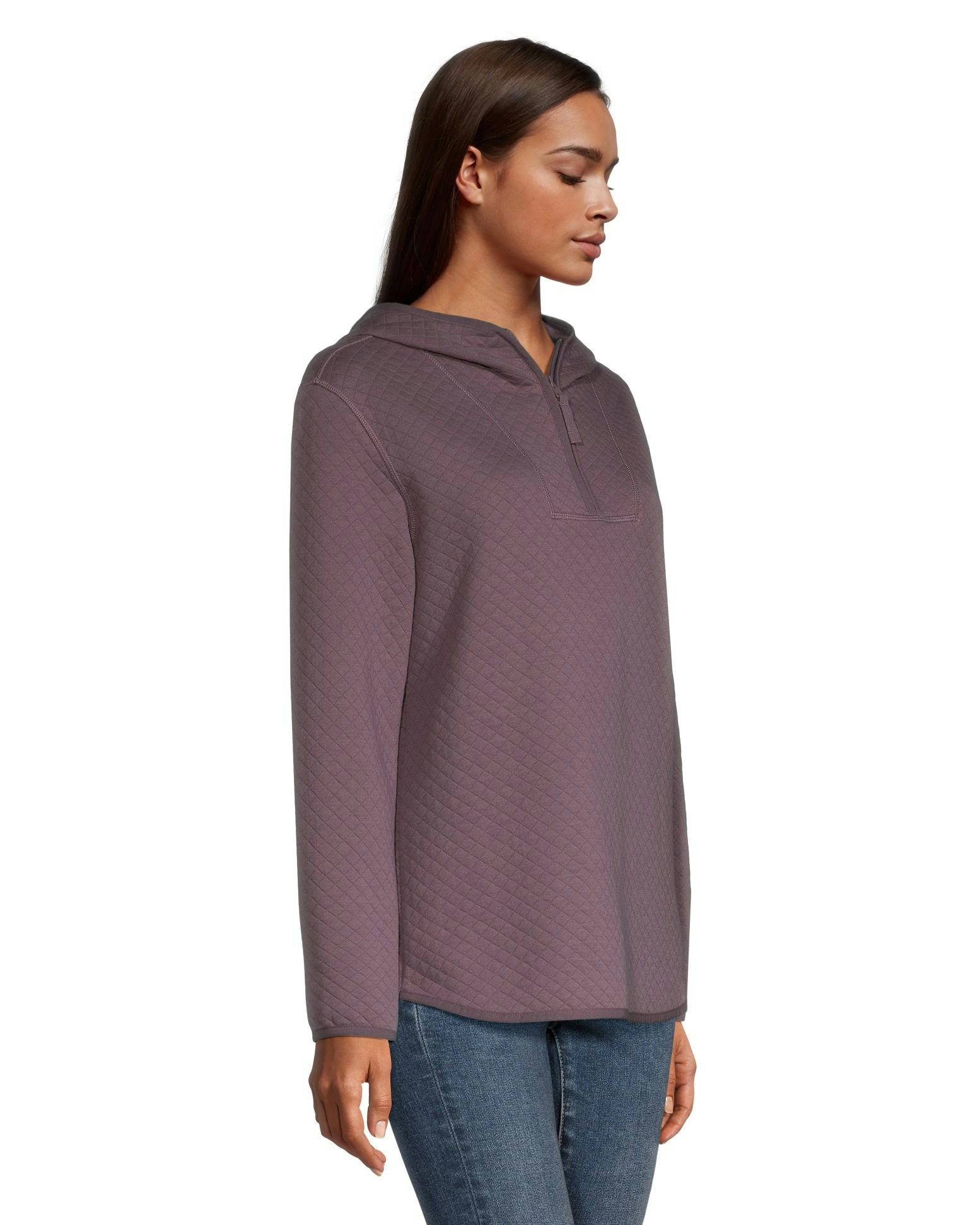 WindRiver Women's Quilted Long Sleeve 1/4 Zip Hooded Pullover