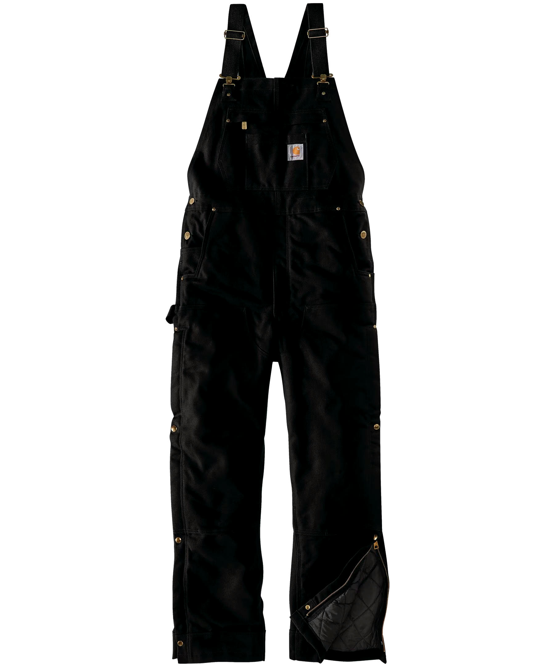 Carhartt Men's Loose Fit Firm Cotton Duck Insulated Bib Overalls - Black