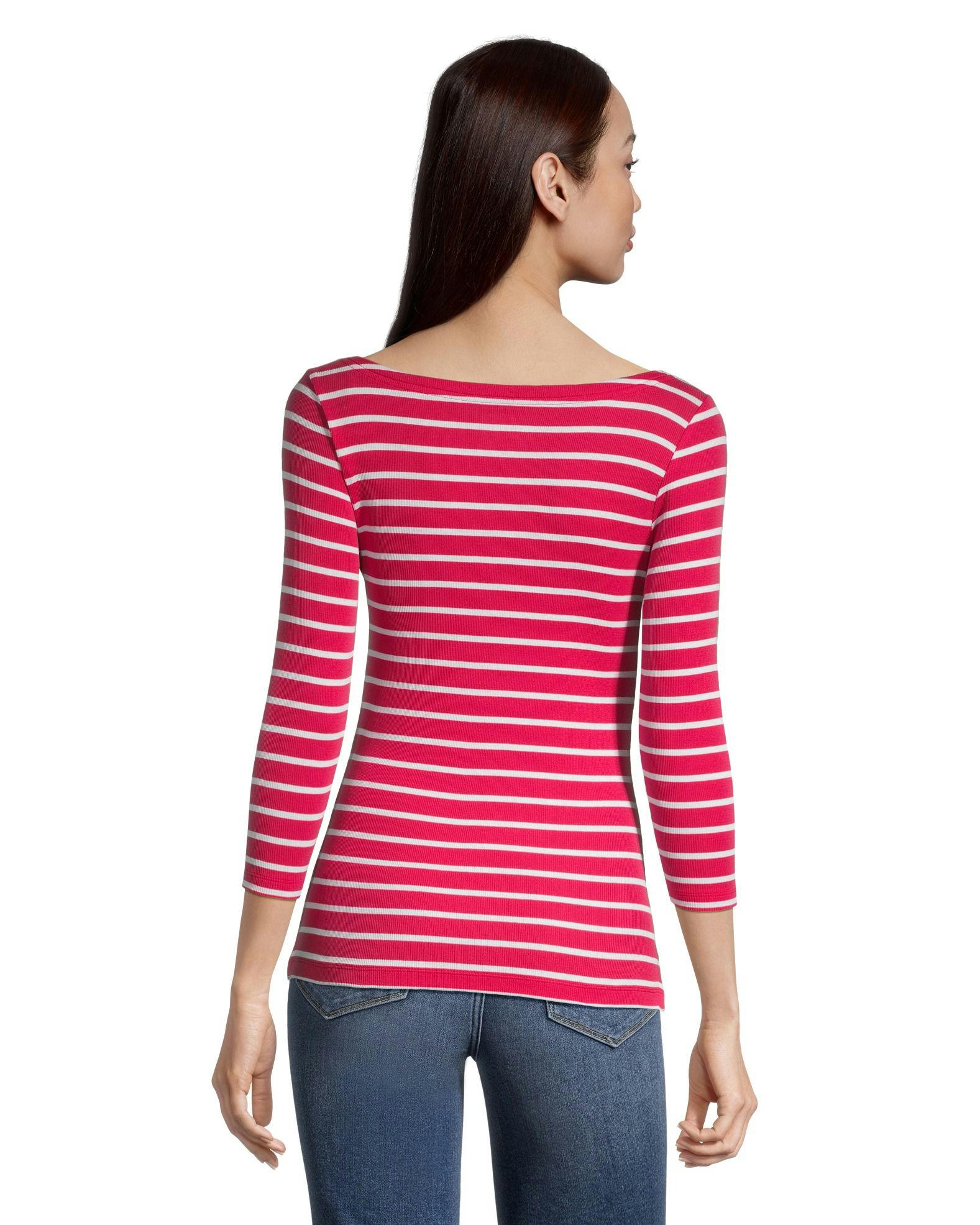 Denver Hayes Women's Fitted Three Quarter Sleeve Boatneck Shirt