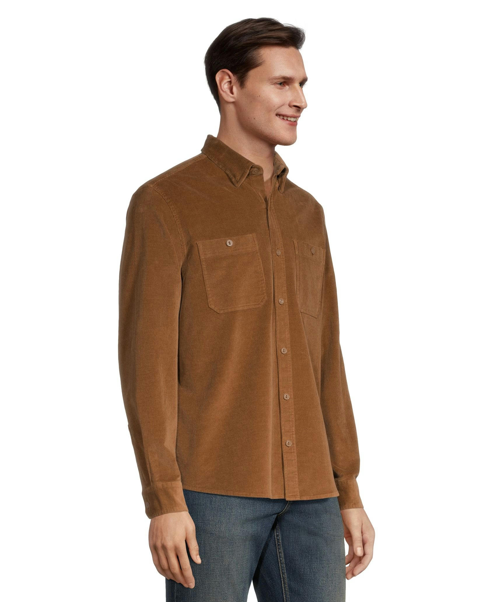 Denver Hayes Men's Stretch Corduroy Button Down Modern Fit Shirt