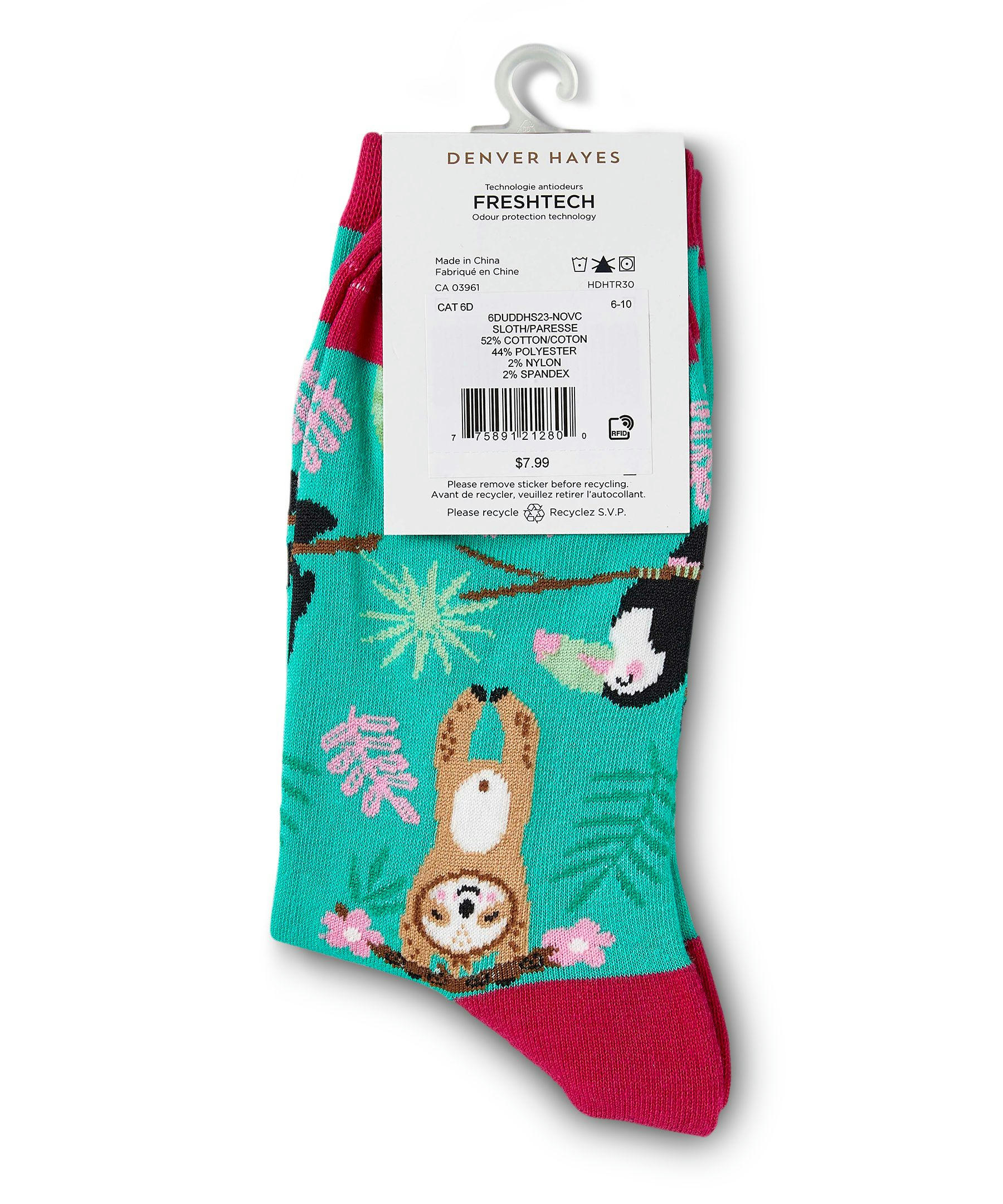 Denver Hayes Women's Crew Patterned Cotton Socks