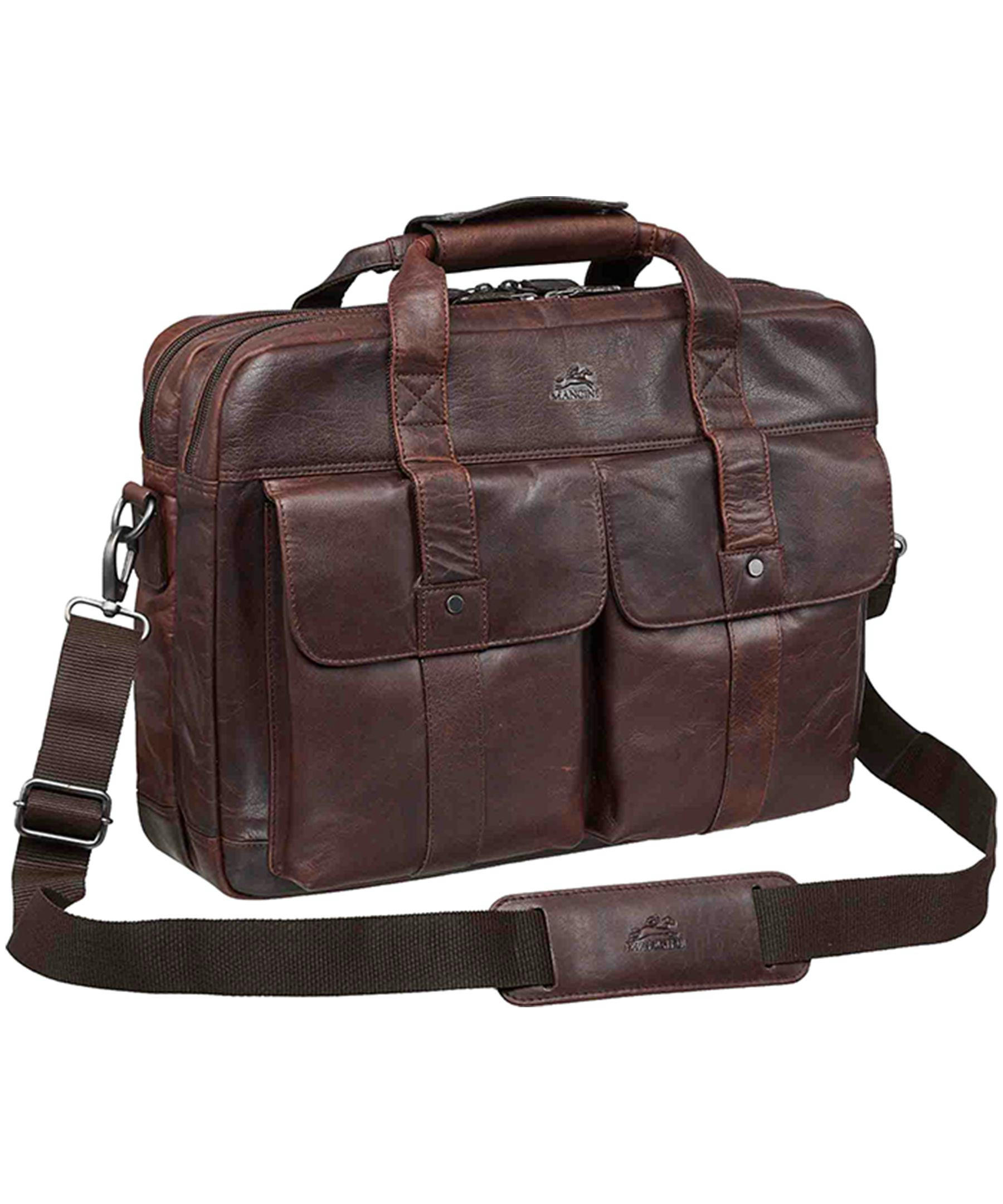 Mancini Leather Goods Men's Buffalo Laptop Briefcase Black