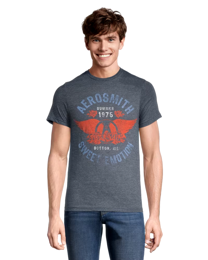 Logo T-Shirt Men's Aerosmith Crewneck Graphic T Shirt