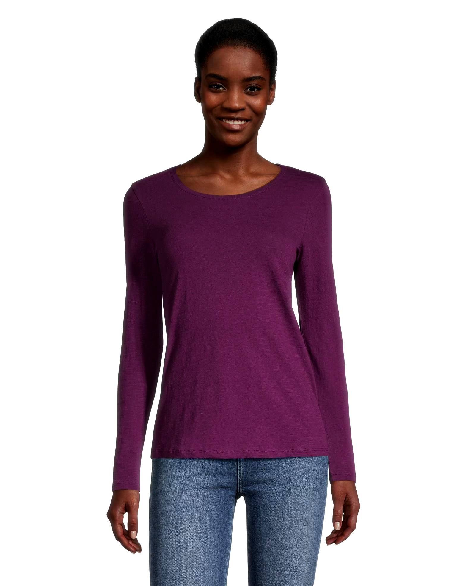 Denver Hayes Women's Semi Fitted Long Sleeve Crewneck T Shirt