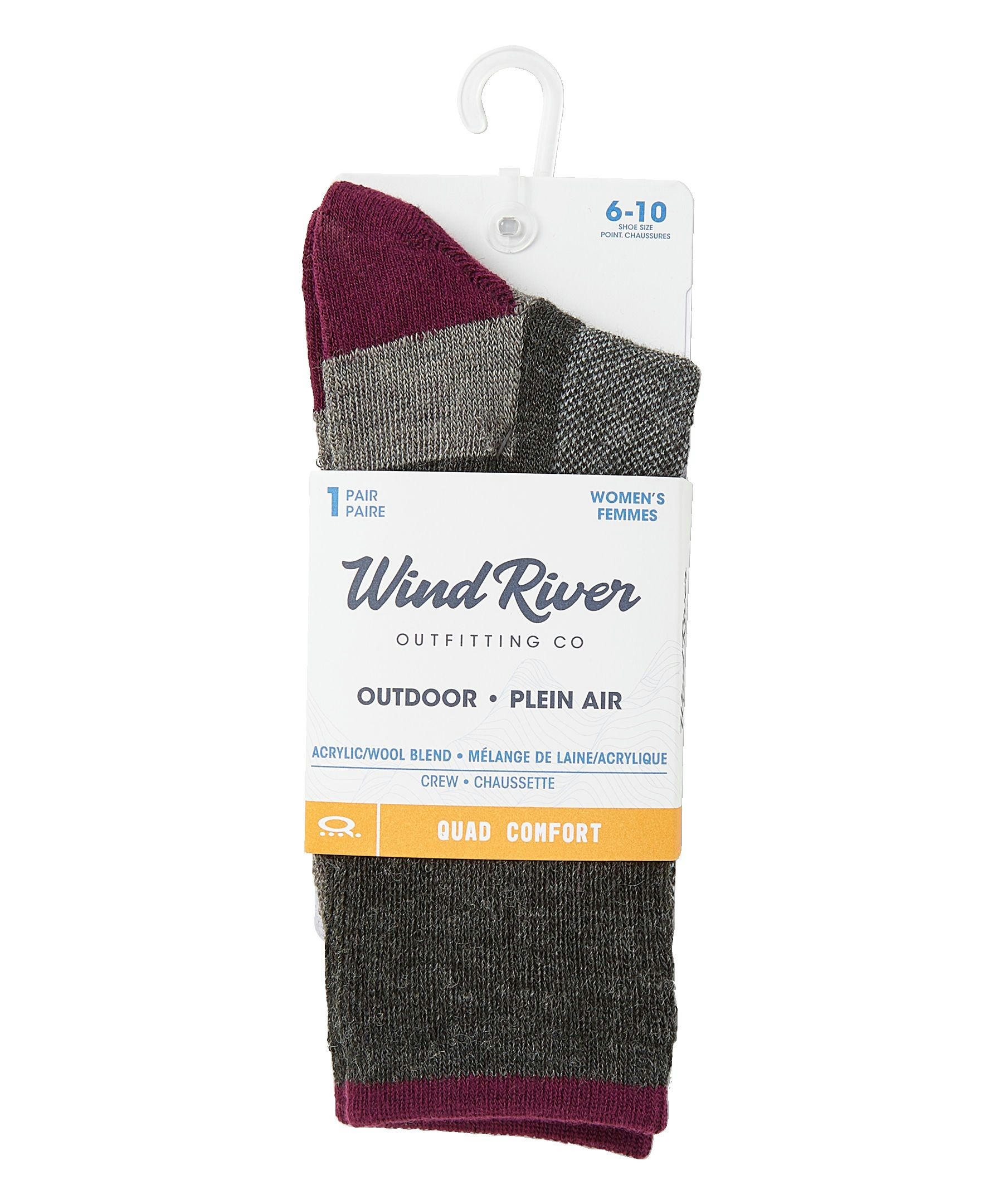 WindRiver Women's Wool Blend Quad Comfort Hiking Crew Socks