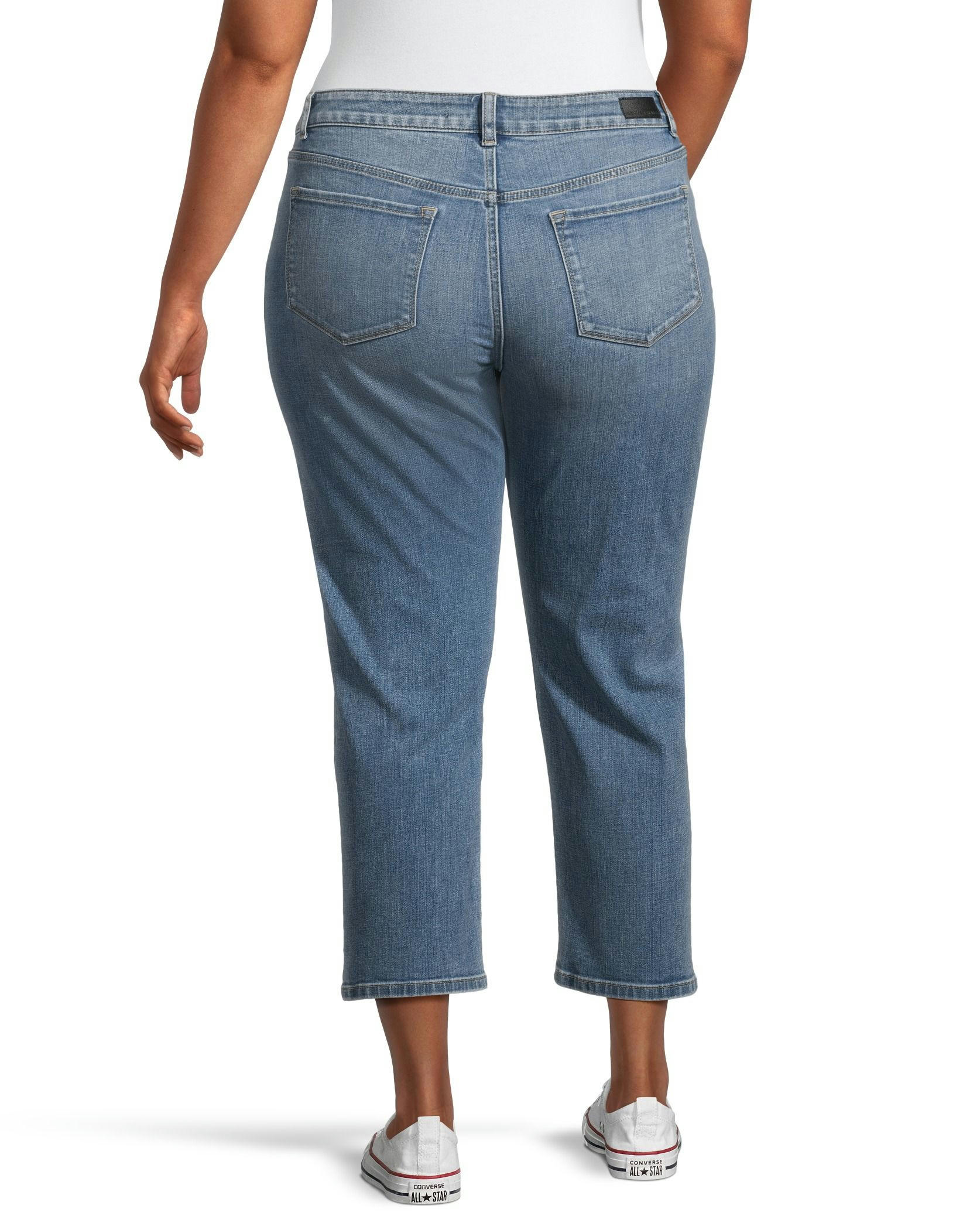 Denver Hayes Women's Mid Rise Straight Leg Curvy Fit Crop Jeans