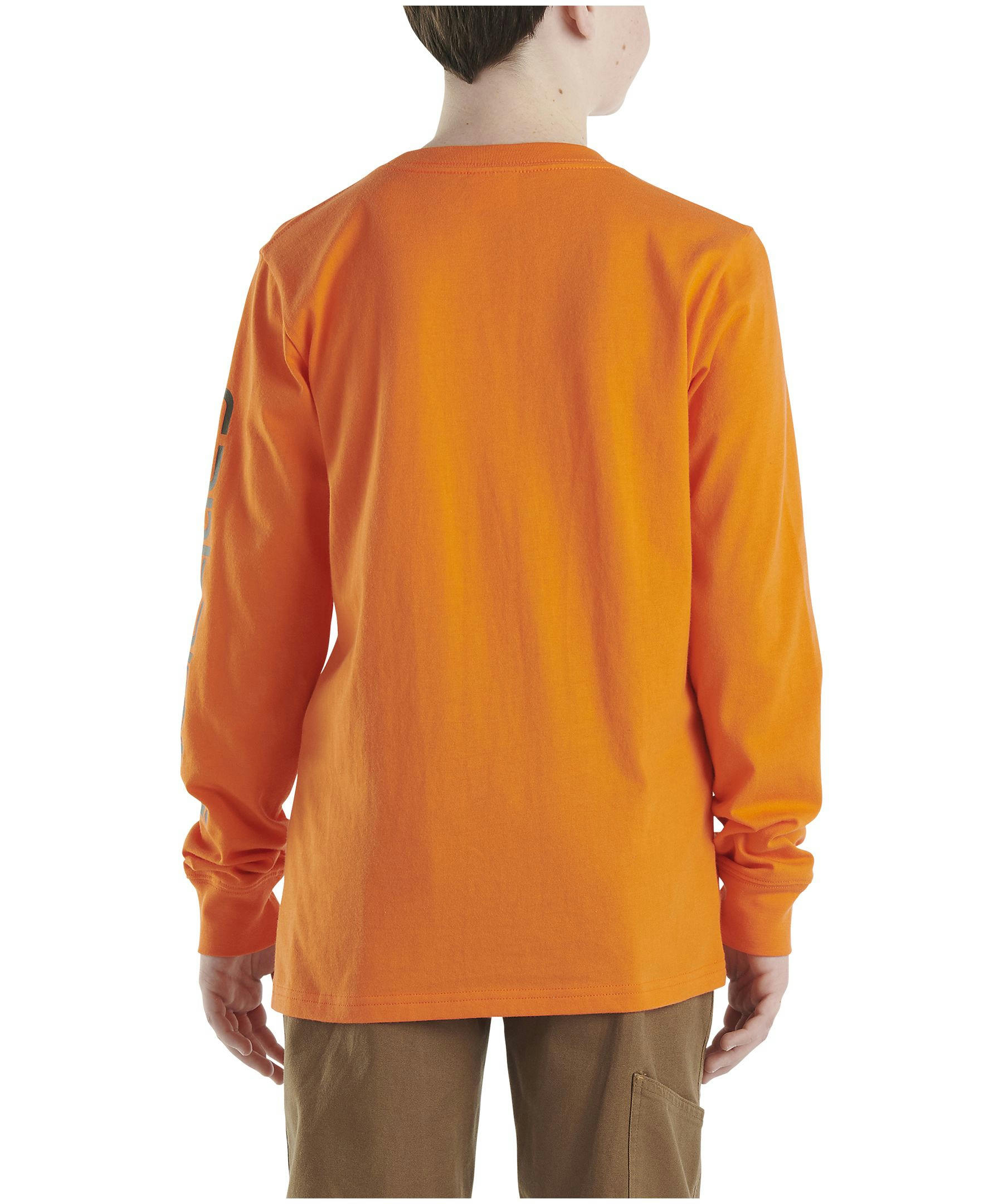Carhartt Youth Boy's Long Sleeve Logo Pocket Crewneck T Shirt