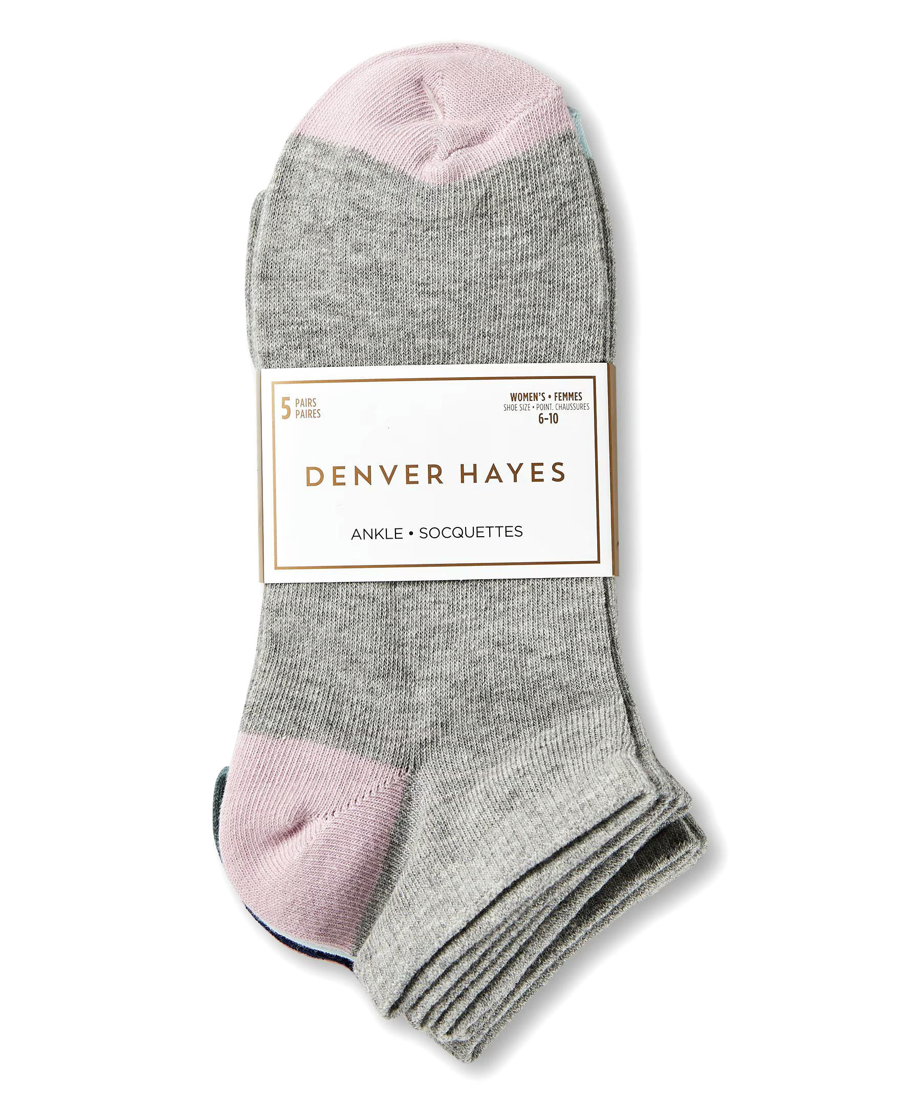 Denver Hayes Women's Ankle Socks, 5 Pack