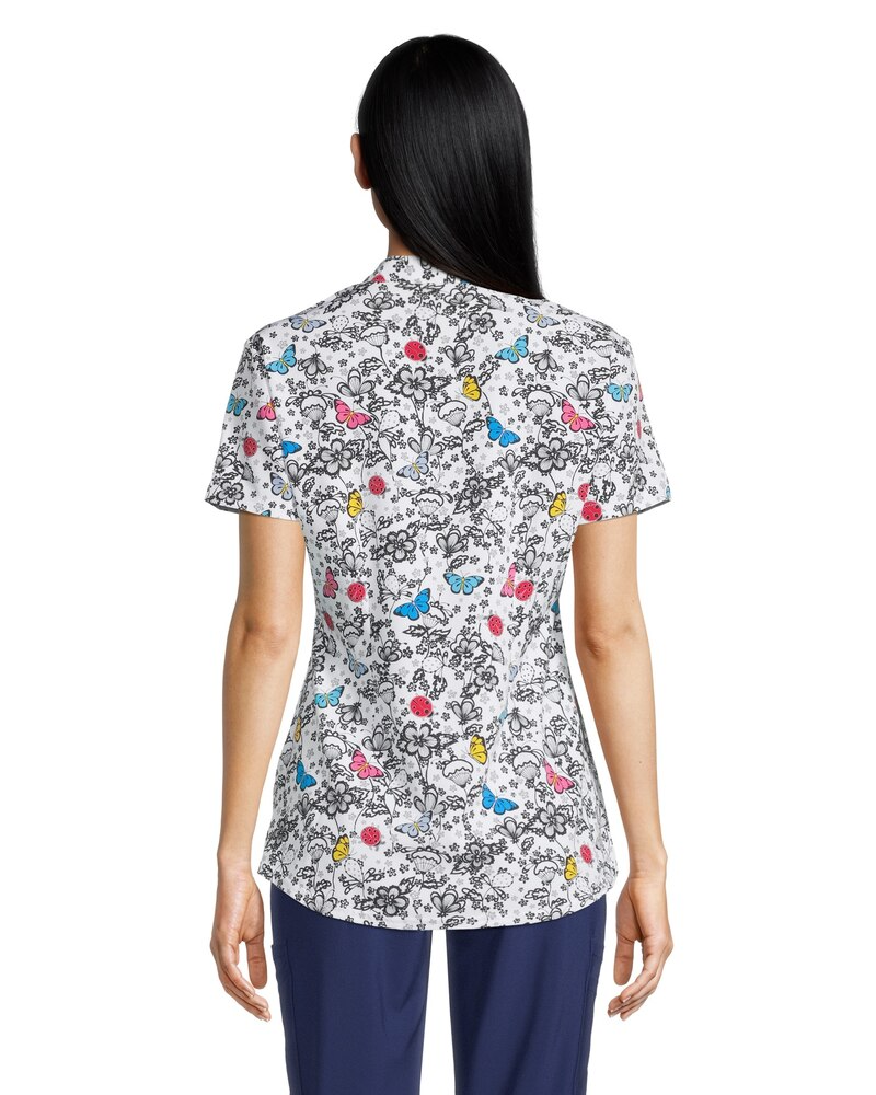 HEALTH PRO Women's Contour Side Print Scrub Top