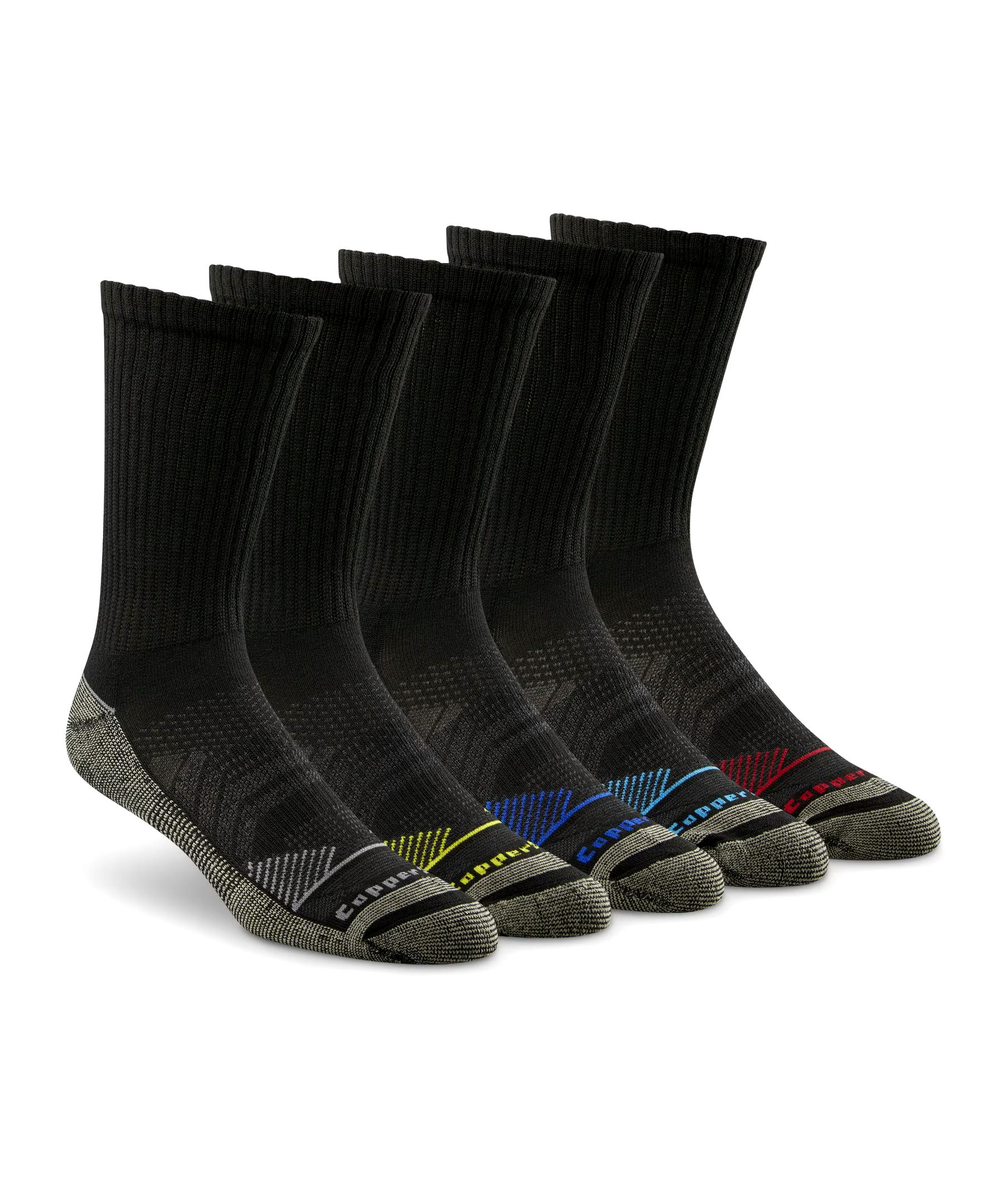 Copper Sole Men's 5 Pack Extreme Atheletic Crew Socks