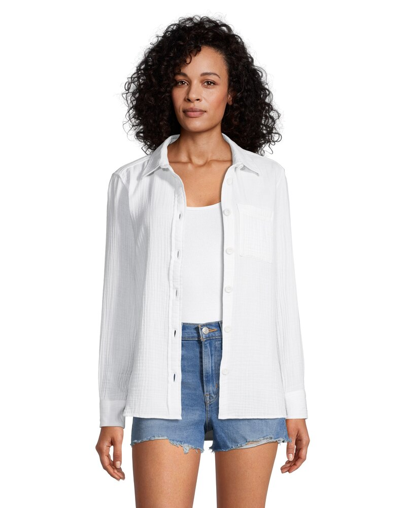 Women's Double Gauze Long Sleeve Button Down Shirt