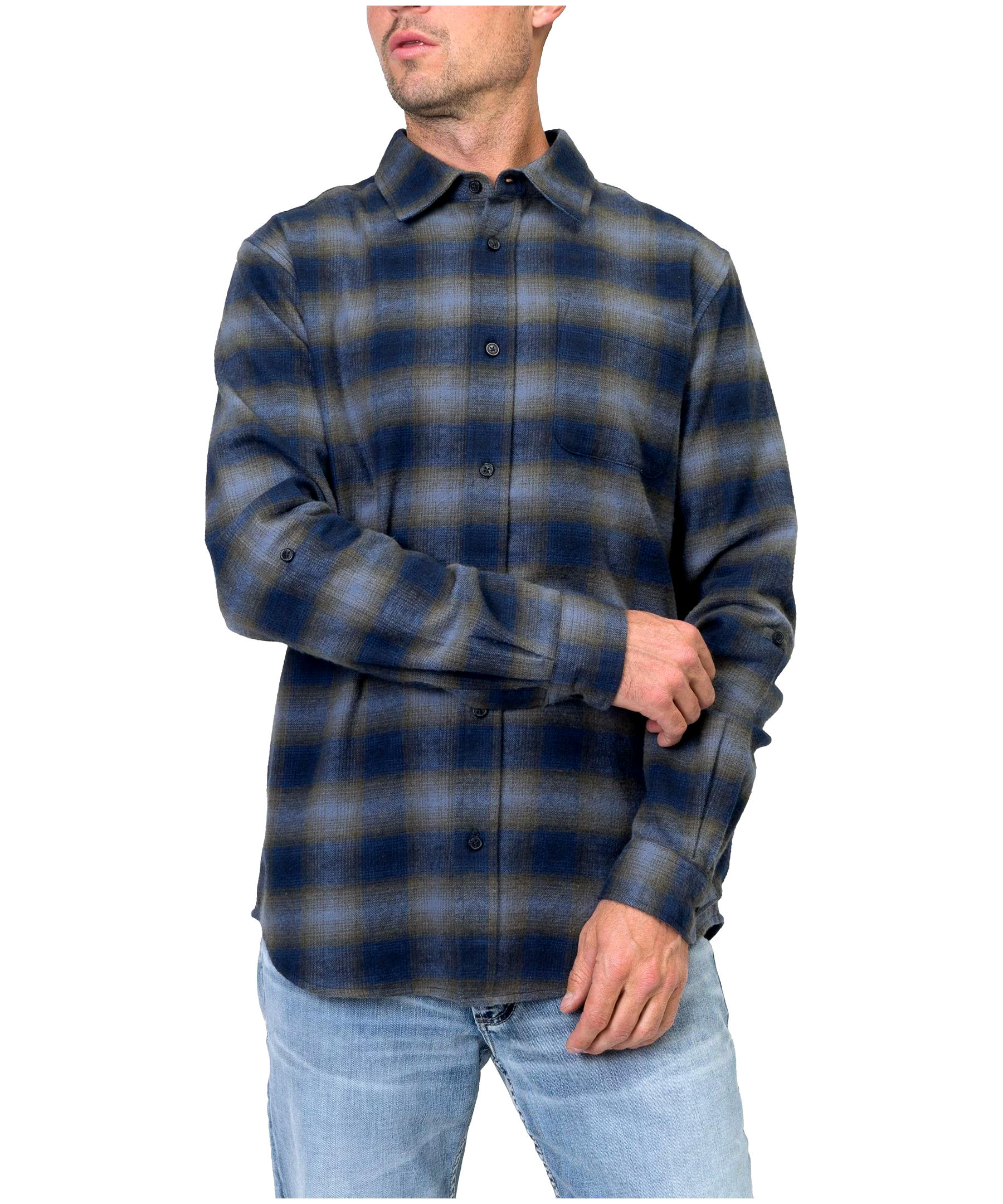Silver Men's Button Down Flannel Shirt