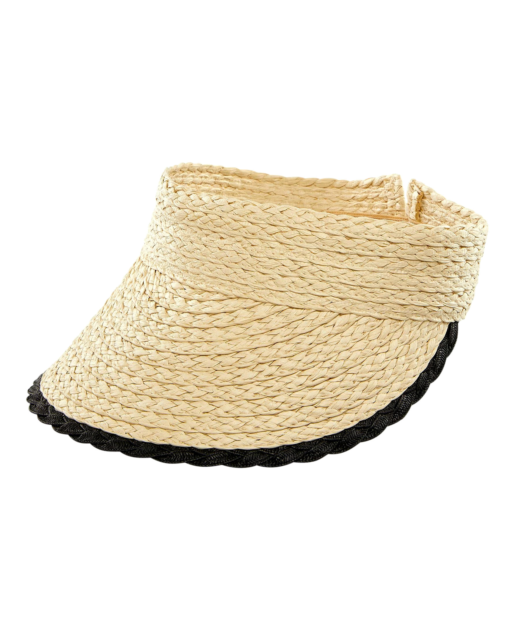 Denver Hayes Women's Straw Visor with Scallop Detail