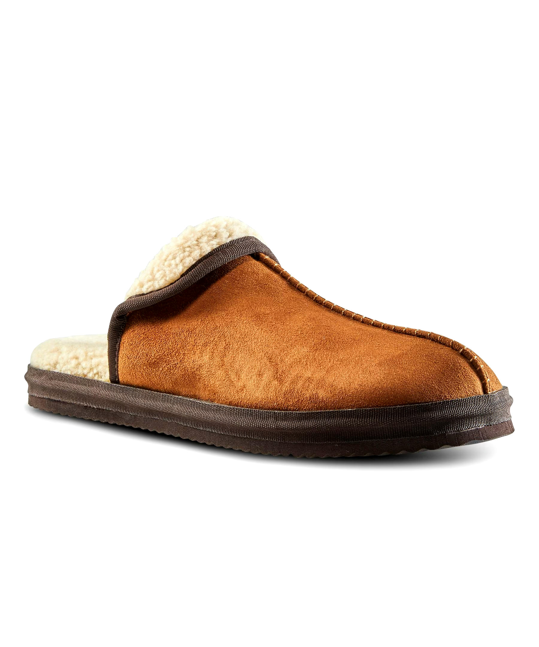 WindRiver Men's Faux Suede Mule With Sherpa Lining Slippers - Tan/Brown