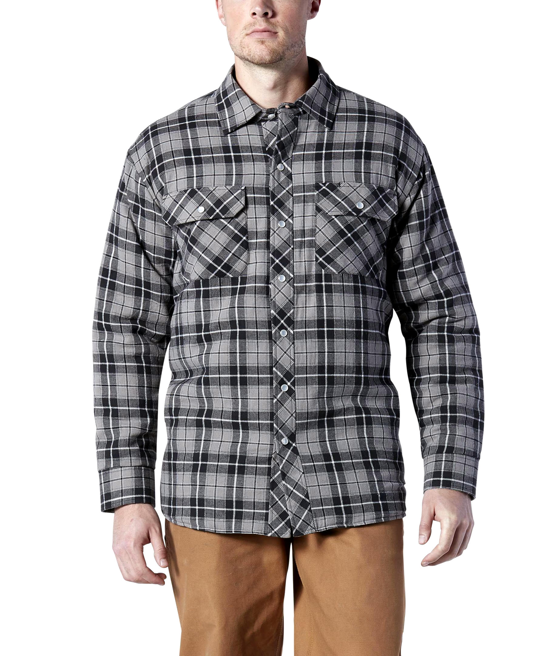 Aggressor Men's Snap-Front Insulated Quilted Flannel Work Shirt