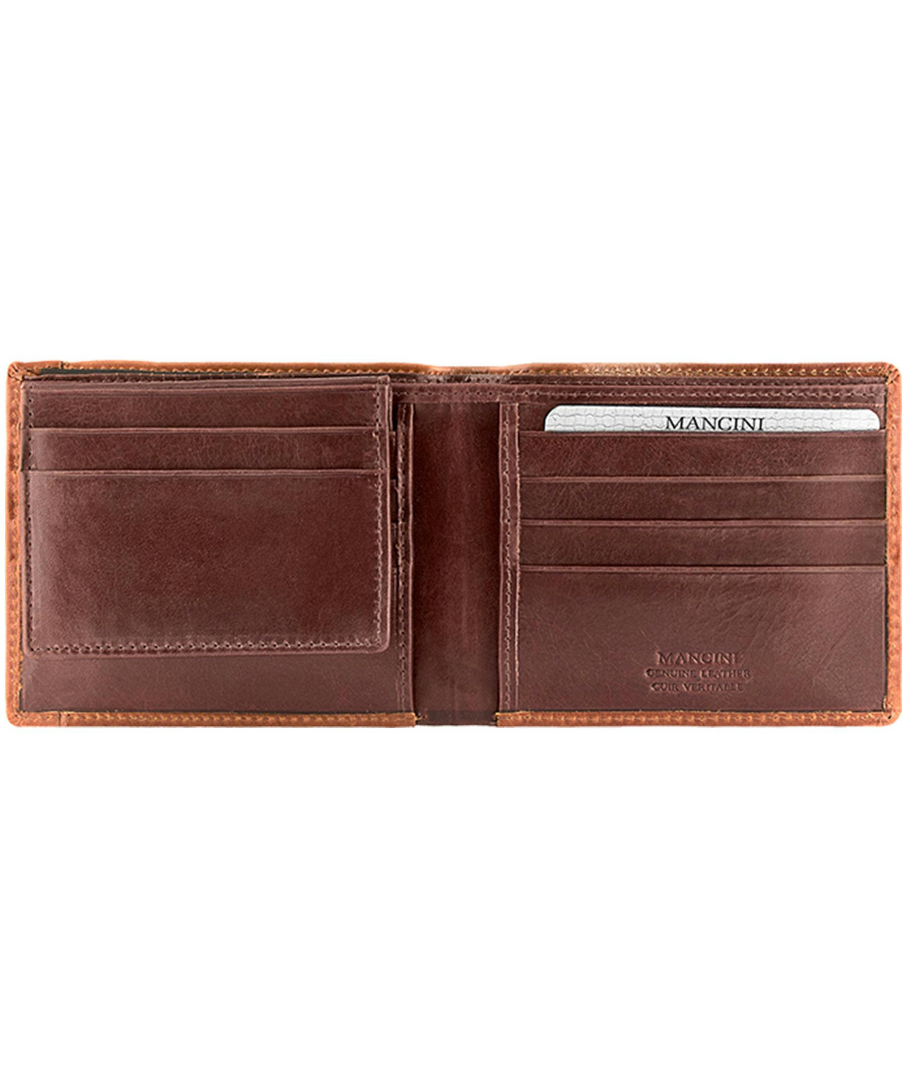 Mancini Leather Goods Men's Casablanca RFID Secure Billfold Wallet Brown