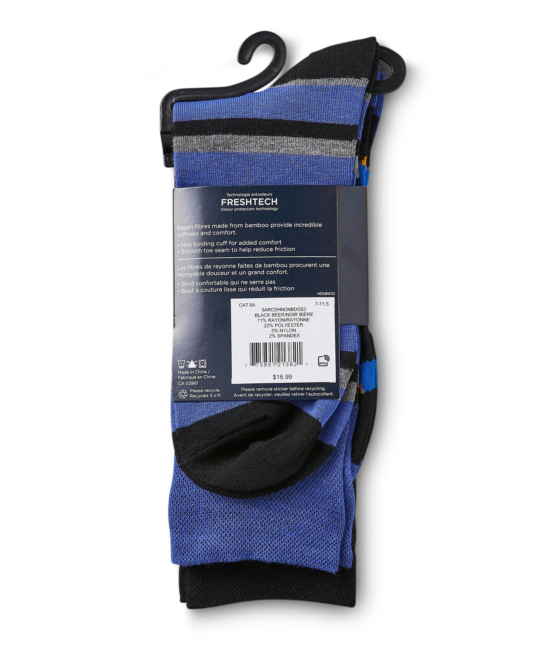 Men's 2 Pack FRESHTECH Non-Binding Novelty Socks