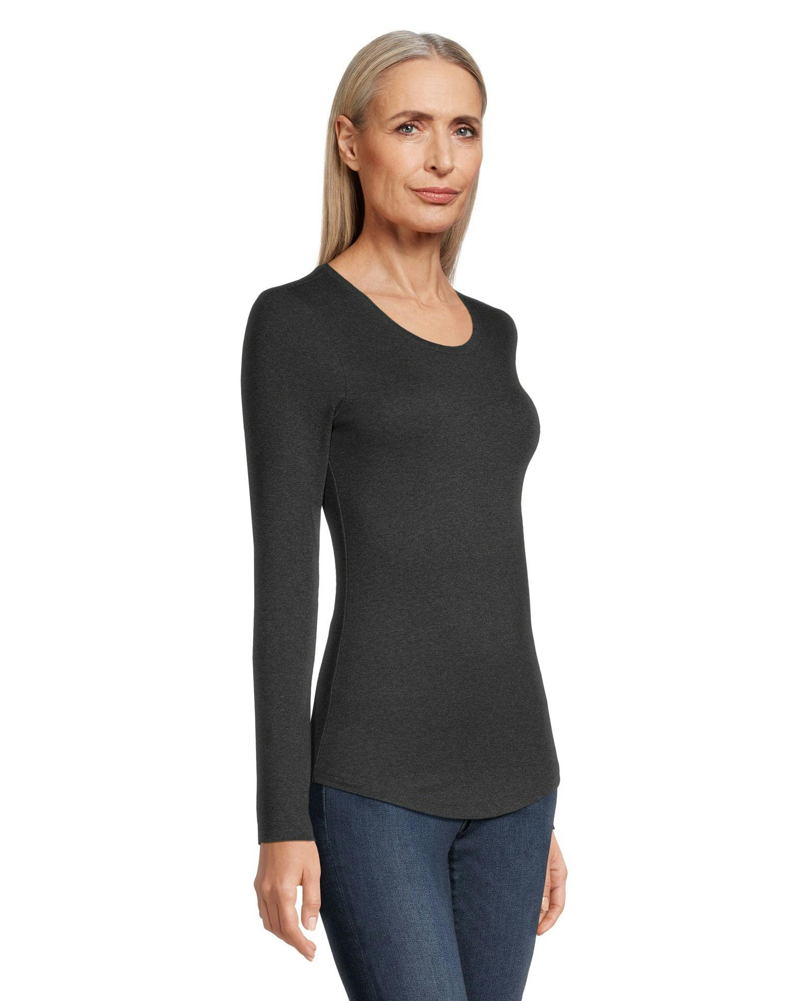 Denver Hayes Women's Fitted Long Sleeve Crewneck T Shirt