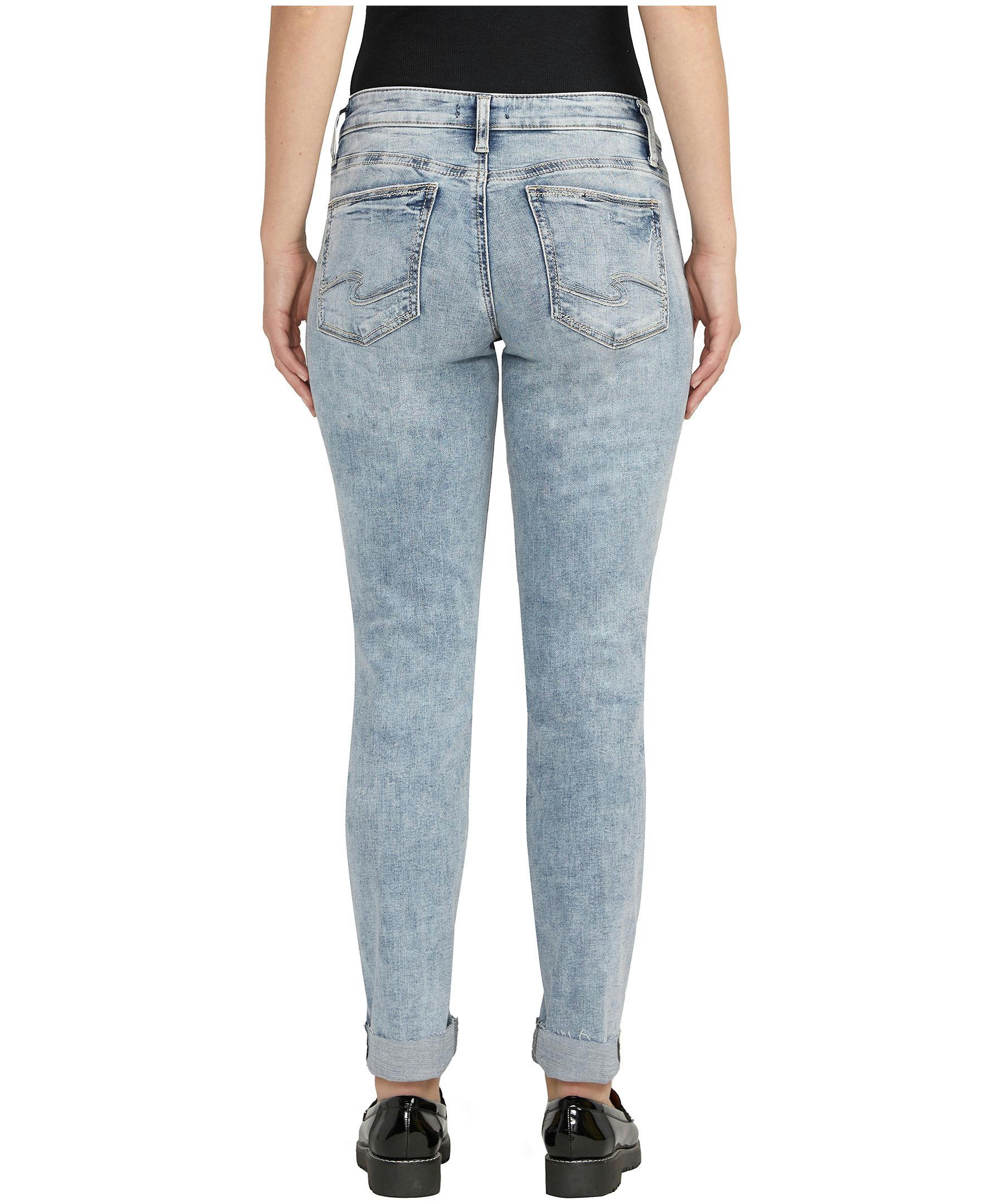 Silver Women's Boyfriend Mid Rise Curvy Fit Slim Leg Jeans