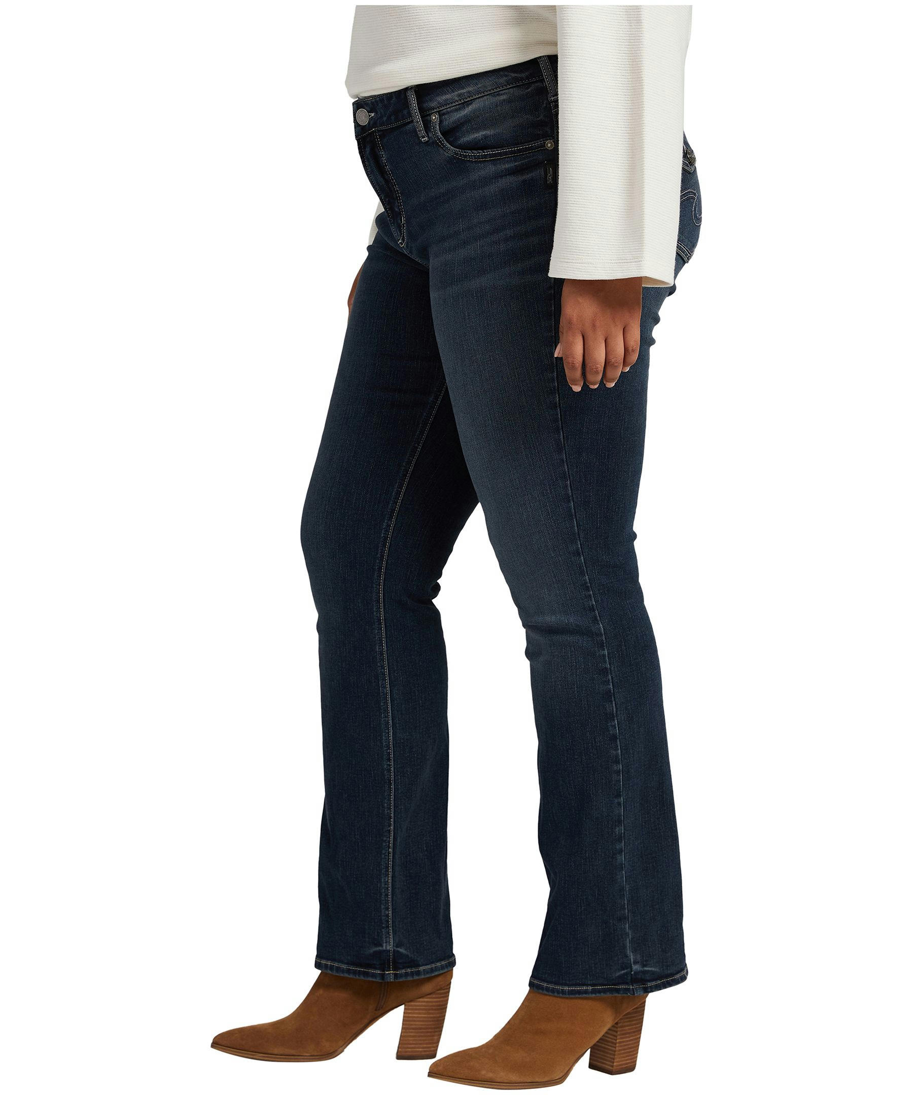 Silver Women's Curvy Elyse Mid Rise Slim Bootcut Jeans