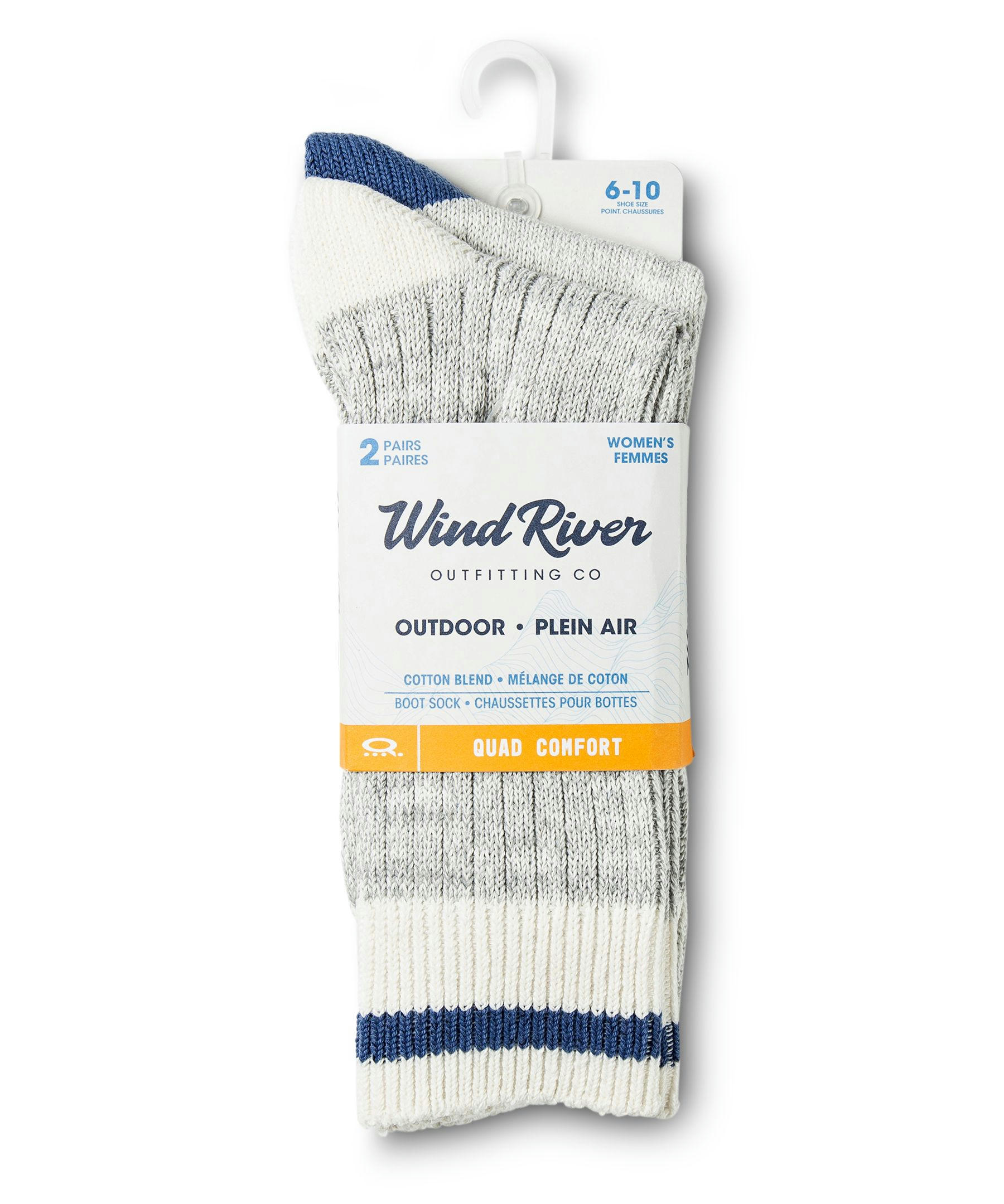 WindRiver Women's 2-Pack Quad Comfort Outdoor Casual Crew Socks