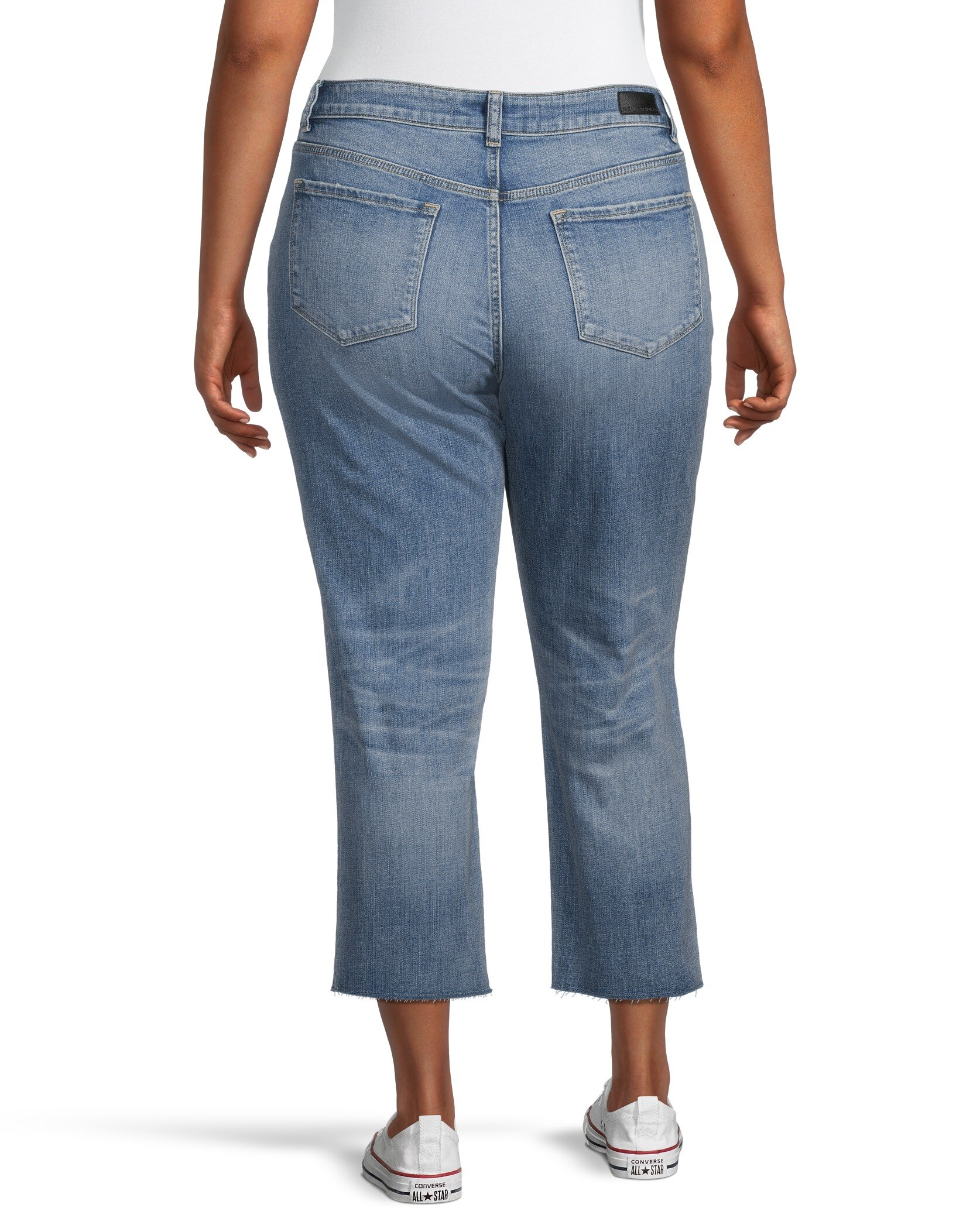 Denver Hayes Women's Curvy Mid Rise Straight Leg Crop Jeans
