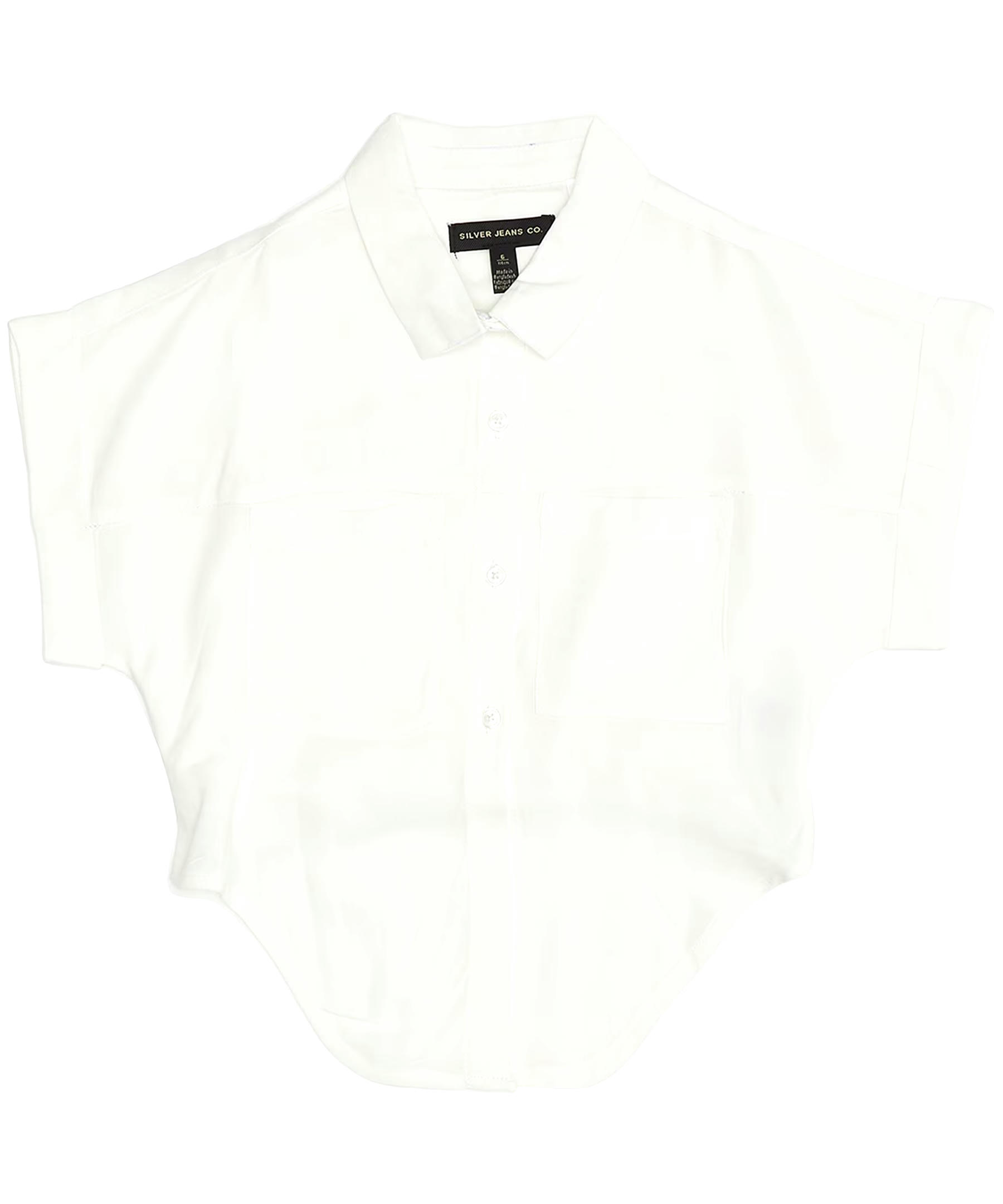 Youth Girls' Short Sleeve Knotted Front Blouse - White